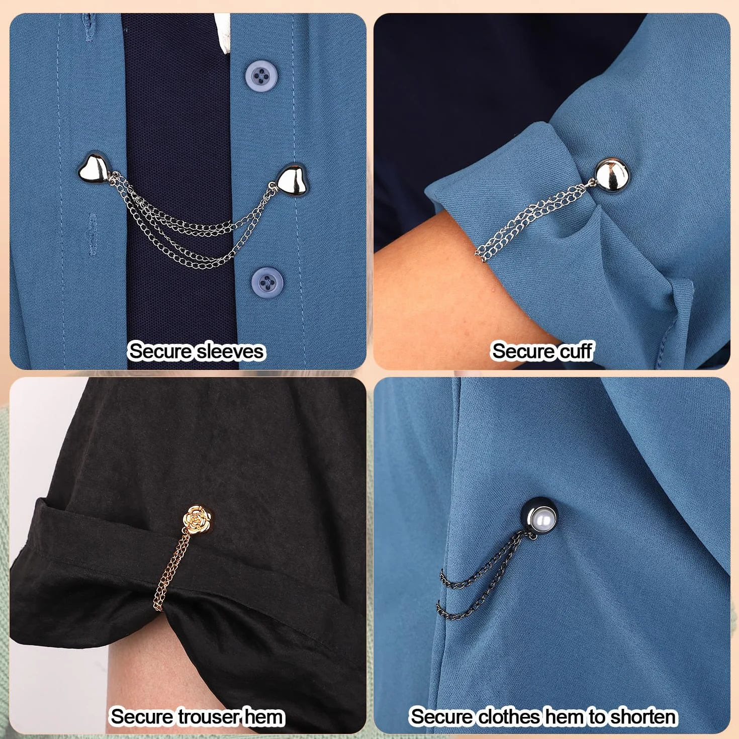 Spille Magnetiche per Abbigliamento in Metallo con Catena Multiuso