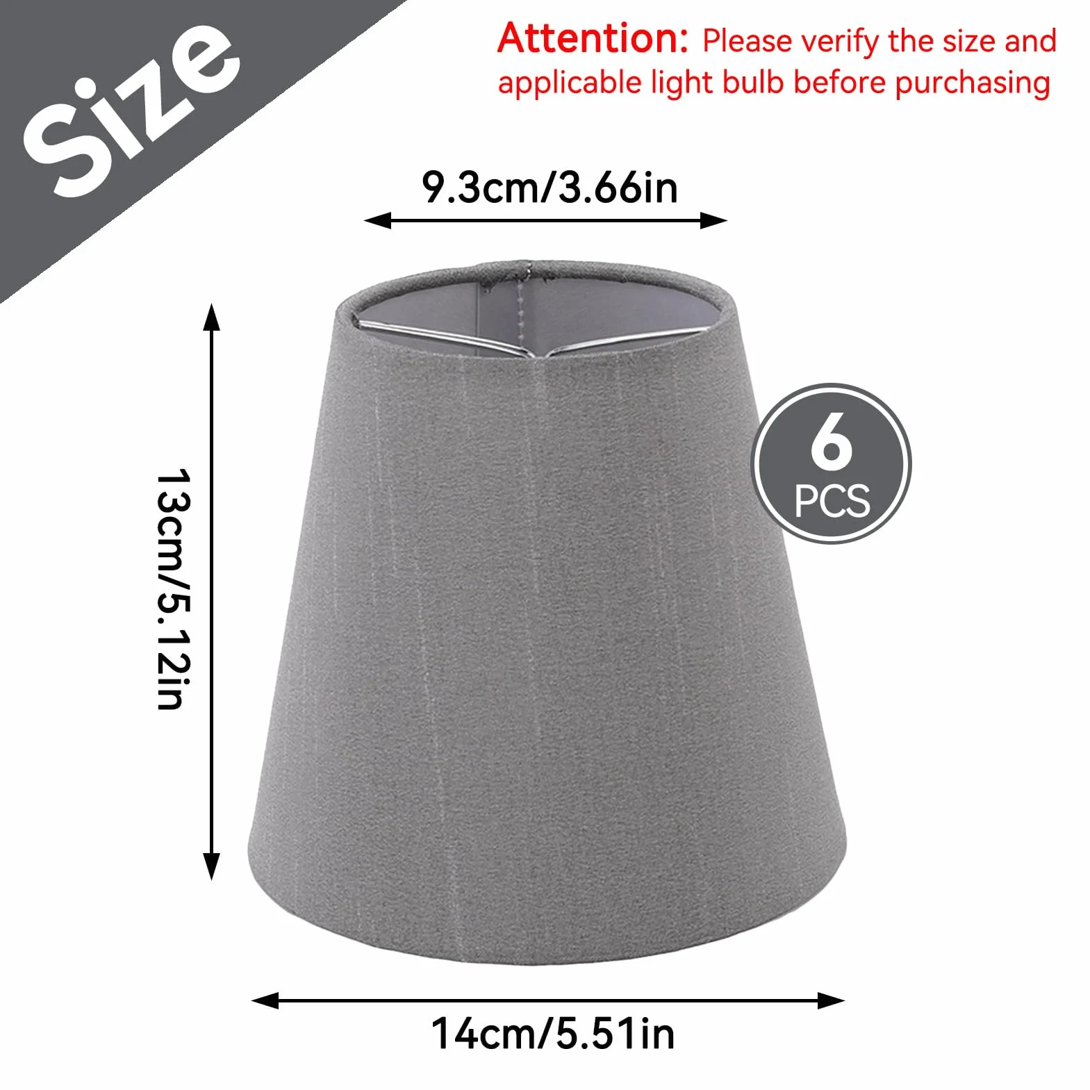 Cyrank Paralume a Lampadina a Clip,Paralume in Tessuto Grigio da 6 Pezzi Paralume per Lampada da scrivania E14 Paralume Tessuto Piccolo Avorio,Piccolo per lampade da Parete con lampadario da Tavolo