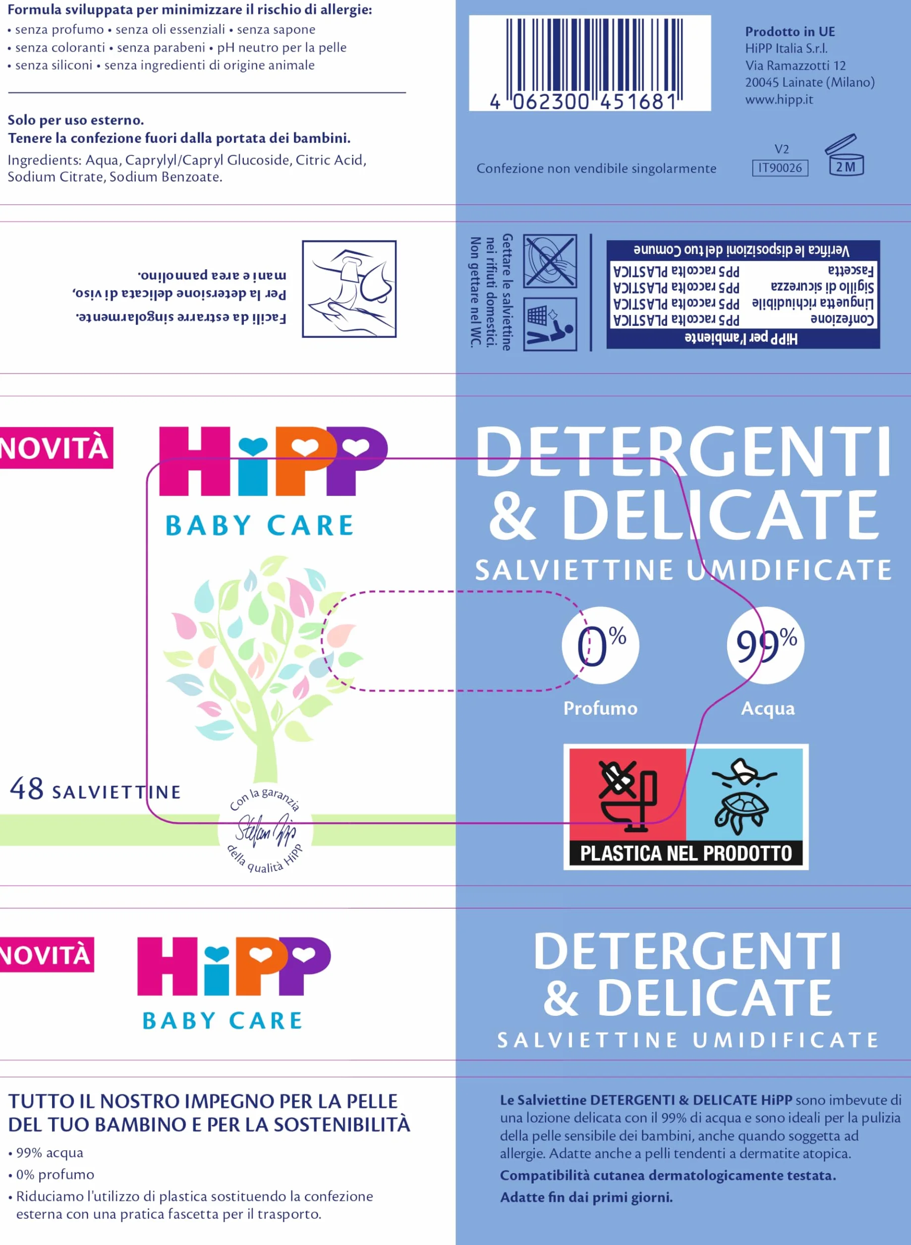 HiPP Salviette Neonato Umidificate Senza Plastica 15x48