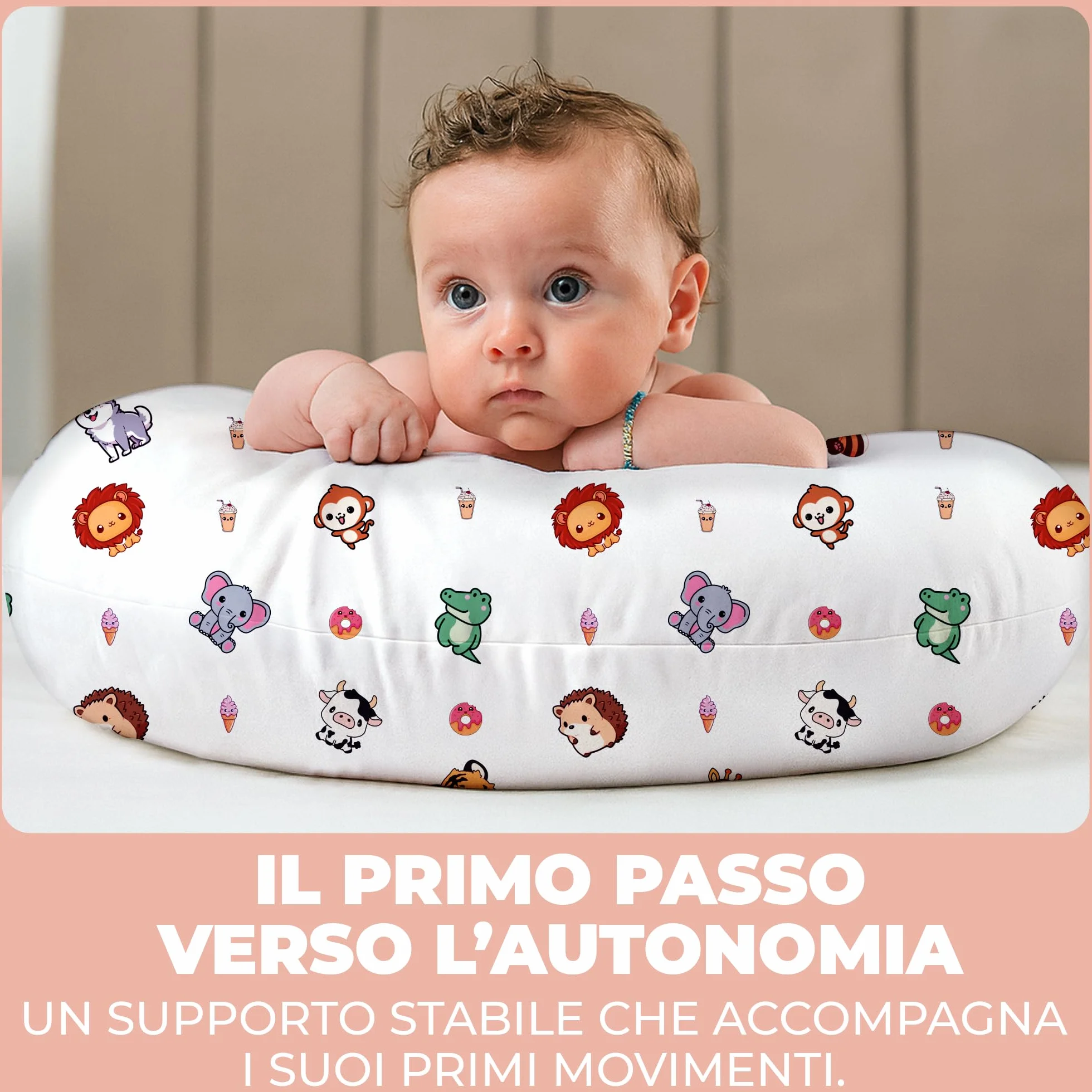 Ciambella Allattamento Neonato con Federa 100% Cotone Morbido Riempimento Ergonomico Supporto Schiena Premaman Lavabile