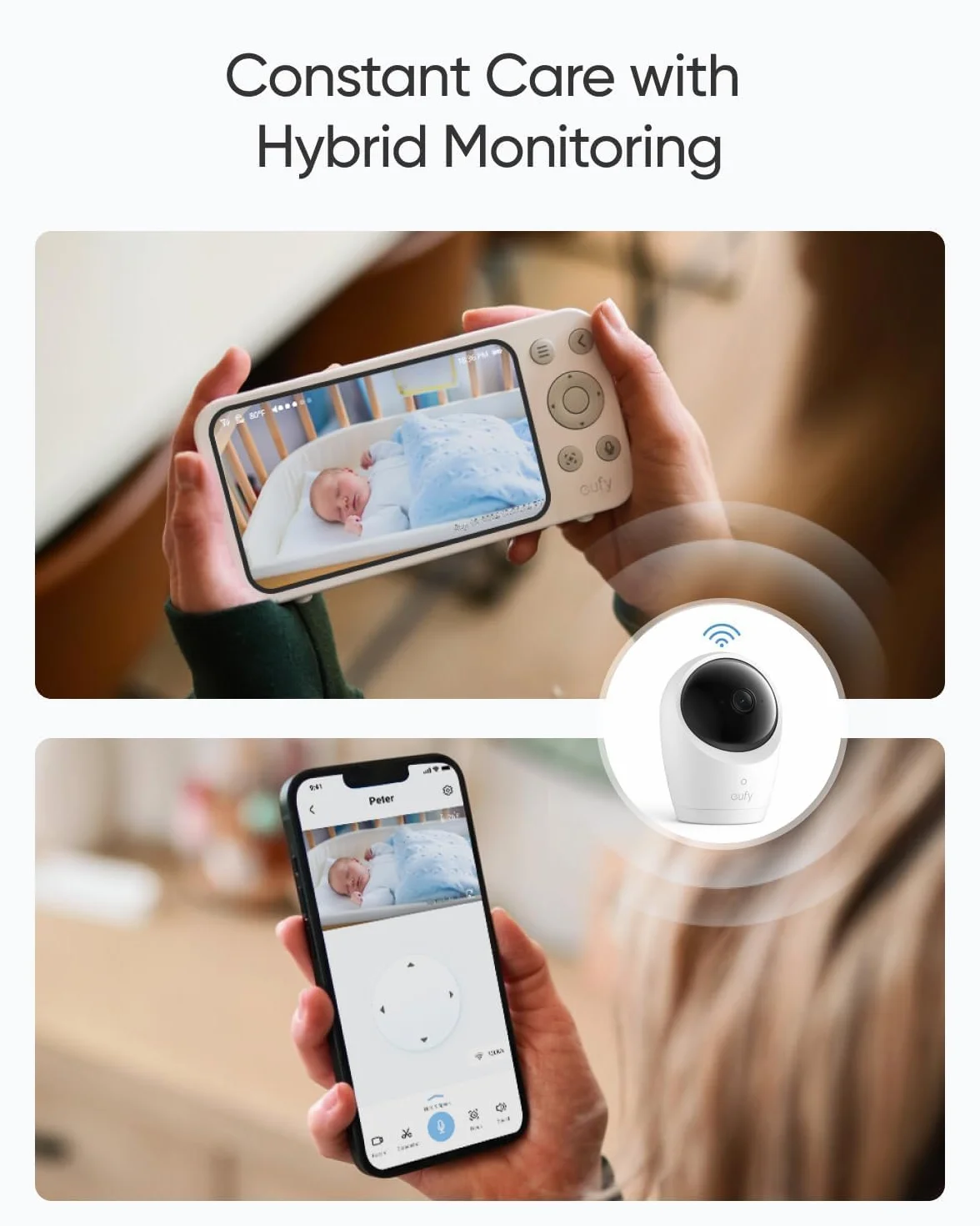 eufy Security Babyphone E20, 2K HD, kamera z widzeniem nocnym, ANR, inteligentne alarmy