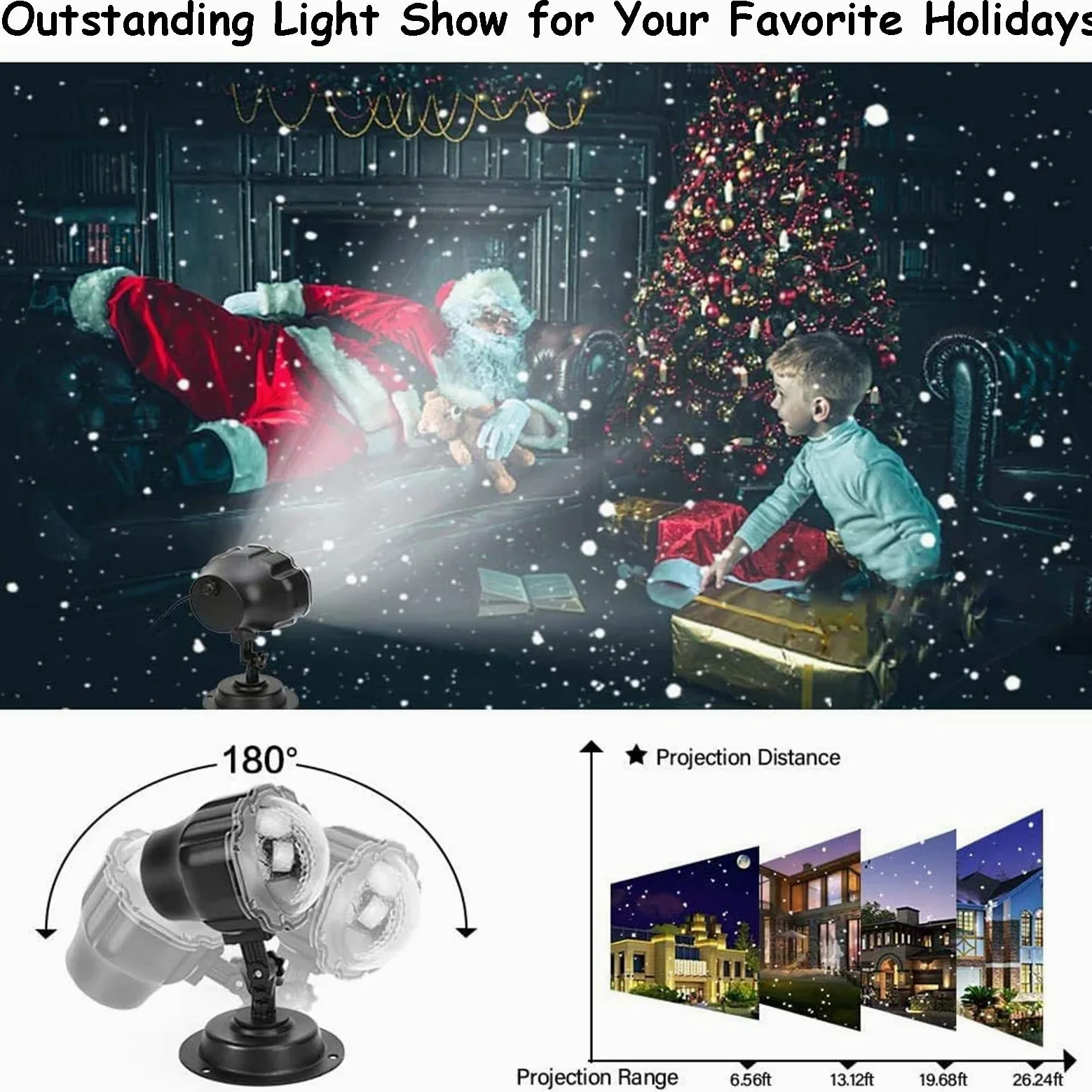 Luci del proiettore del fiocco di neve di Natale all'aperto, luce del proiettore di nevicata mobile del LED, lampada del proiettore del paesaggio delle decorazioni impermeabili per il giardino di nozz