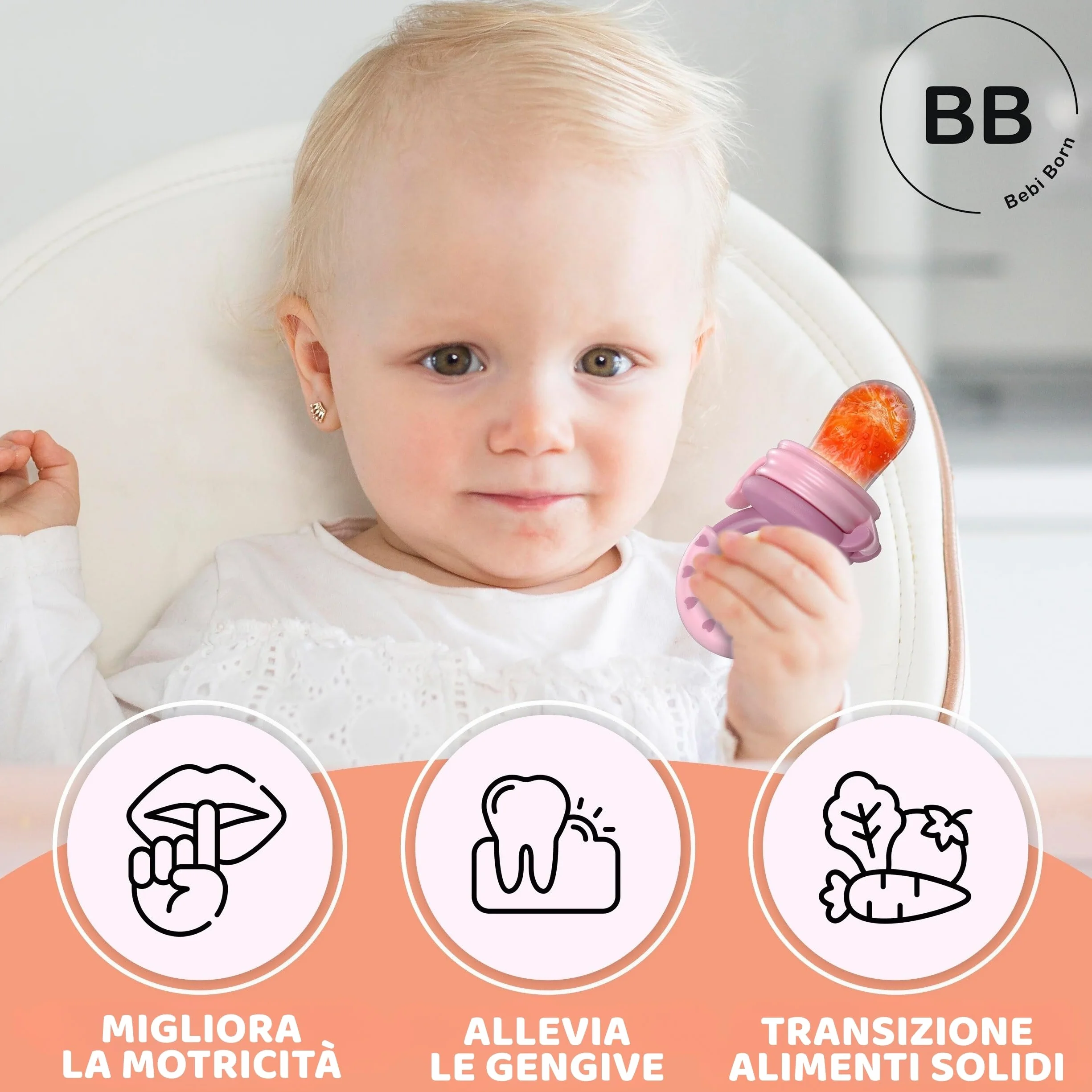 Tettarella Evolutivo in Silicone Senza BPA per Neonati 4-24 Mesi Rosa