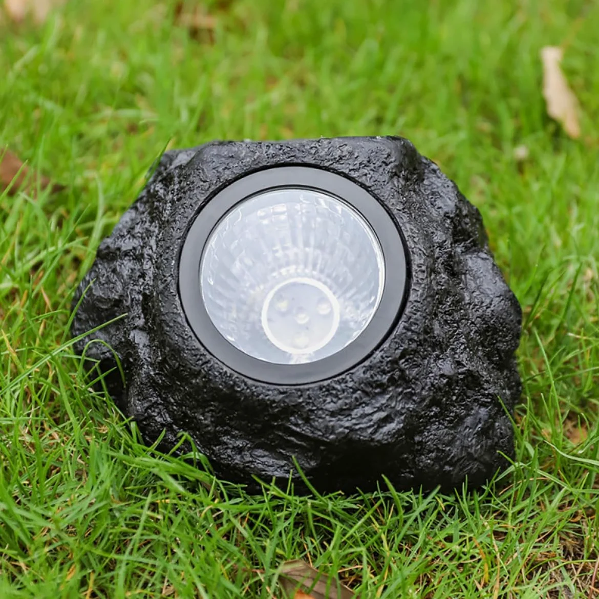 Beavorty Luci Solari da Esterno Impermeabili 2 Pezzi, Lampade da Giardino a Forma di Pietra Artificiale Illuminazione Solare per Paesaggio, Decorazioni per Patio e Cortile Automatiche