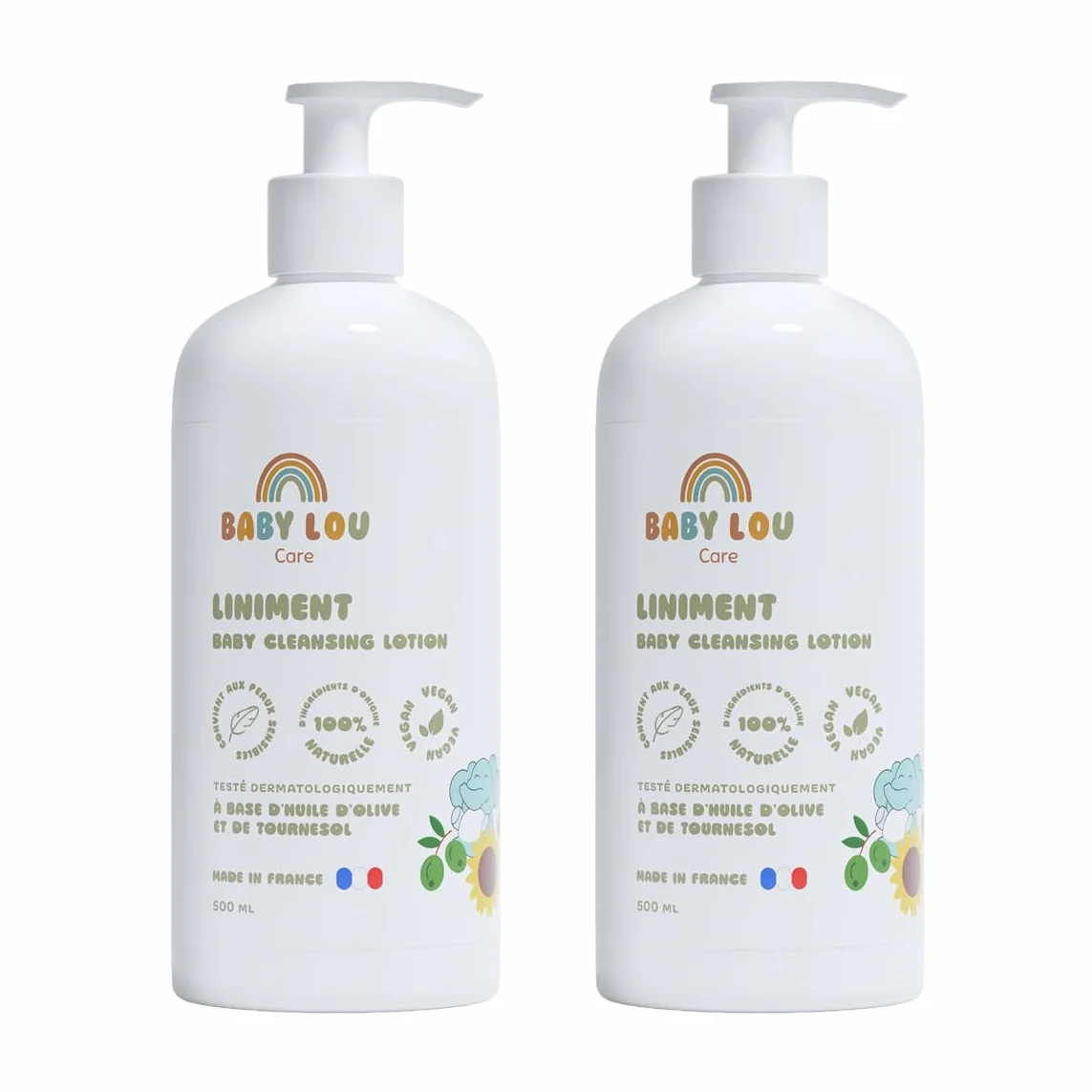 Linimento Bebè 2x500 ml Detergente Delicato Pelli Sensibili Naturale Vegan Francia