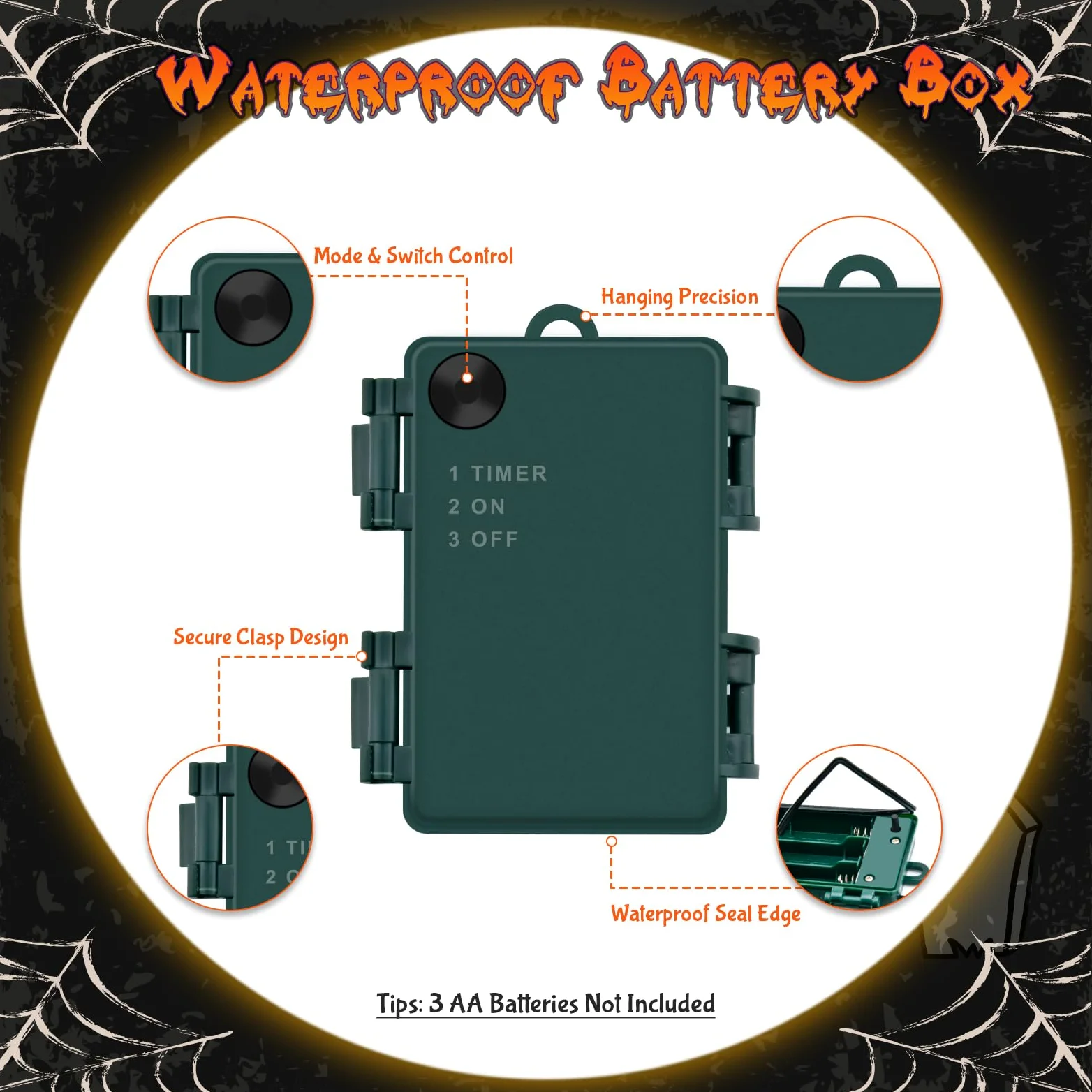 cshare Stringa di luci arancioni e viola con timer impermeabile, luci per Halloween per esterni, 5 m, 50 LED, per interni ed esterni, decorazioni di Halloween, ghirlanda, feste, patio, giardino,