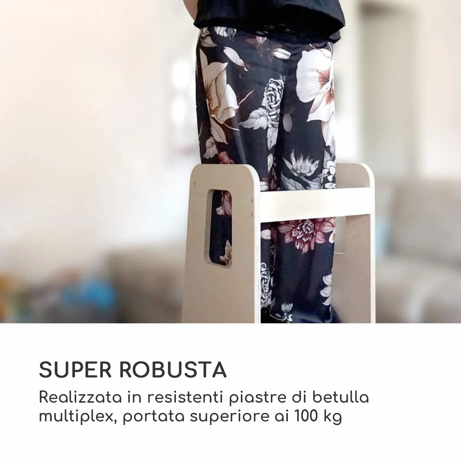 Moblì® Naturalna Wieża Montessori z Regulowanymi Półkami Drewniana Toscana