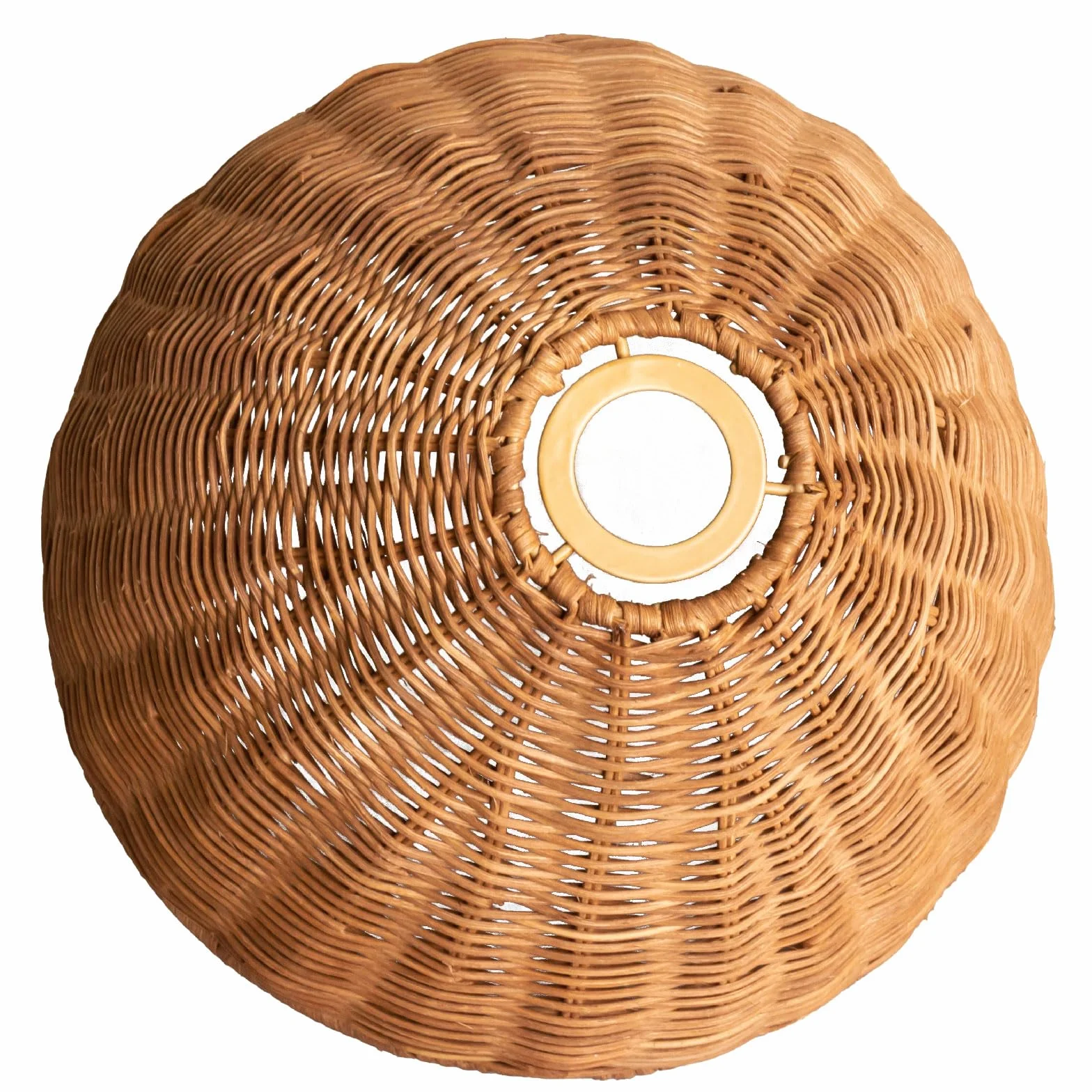 Paralume rustico in rattan con paralume intrecciato a mano per lampada a sospensione, rotondo, E27, design boho, colori naturali (1, verde scuro/marrone)
