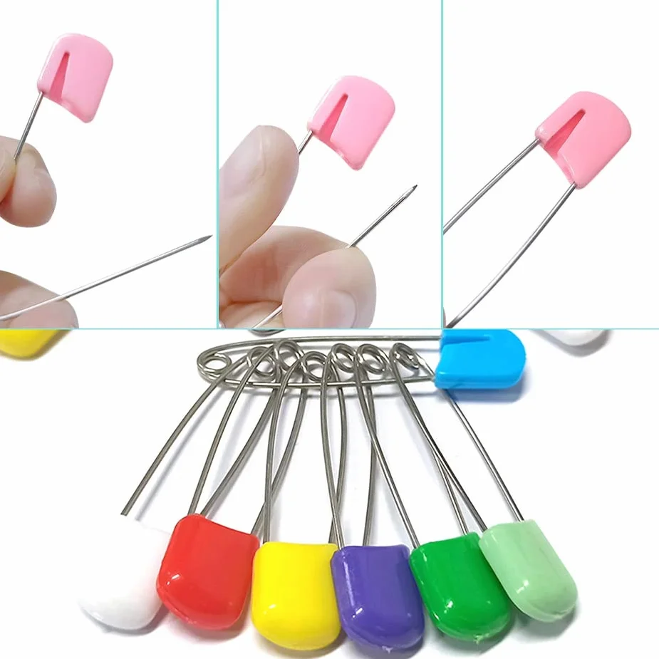 Spille da Balia 50 PCS Spille di Sicurezza Grandi Piccole con Testa Colorata Clip in Plastica