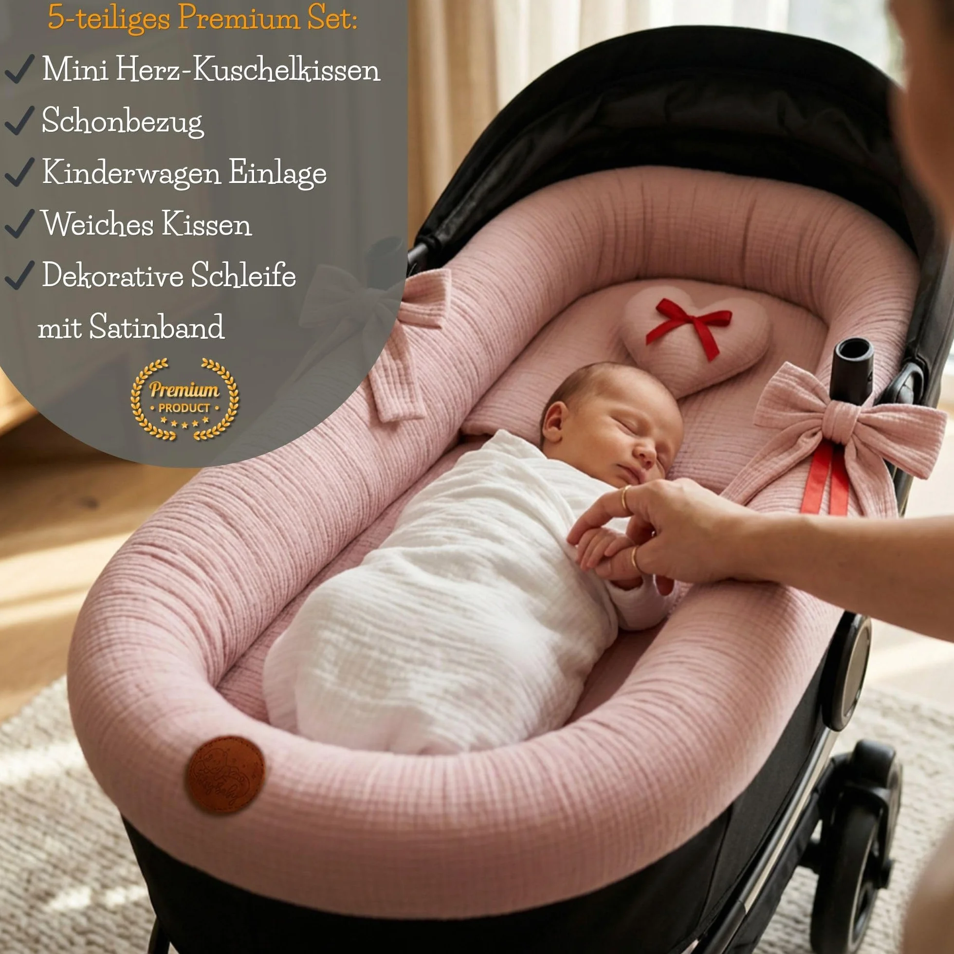 Rivestimento Navicella Universale in Mussola di Cotone Set 3 Pezzi per Passeggino Neonato