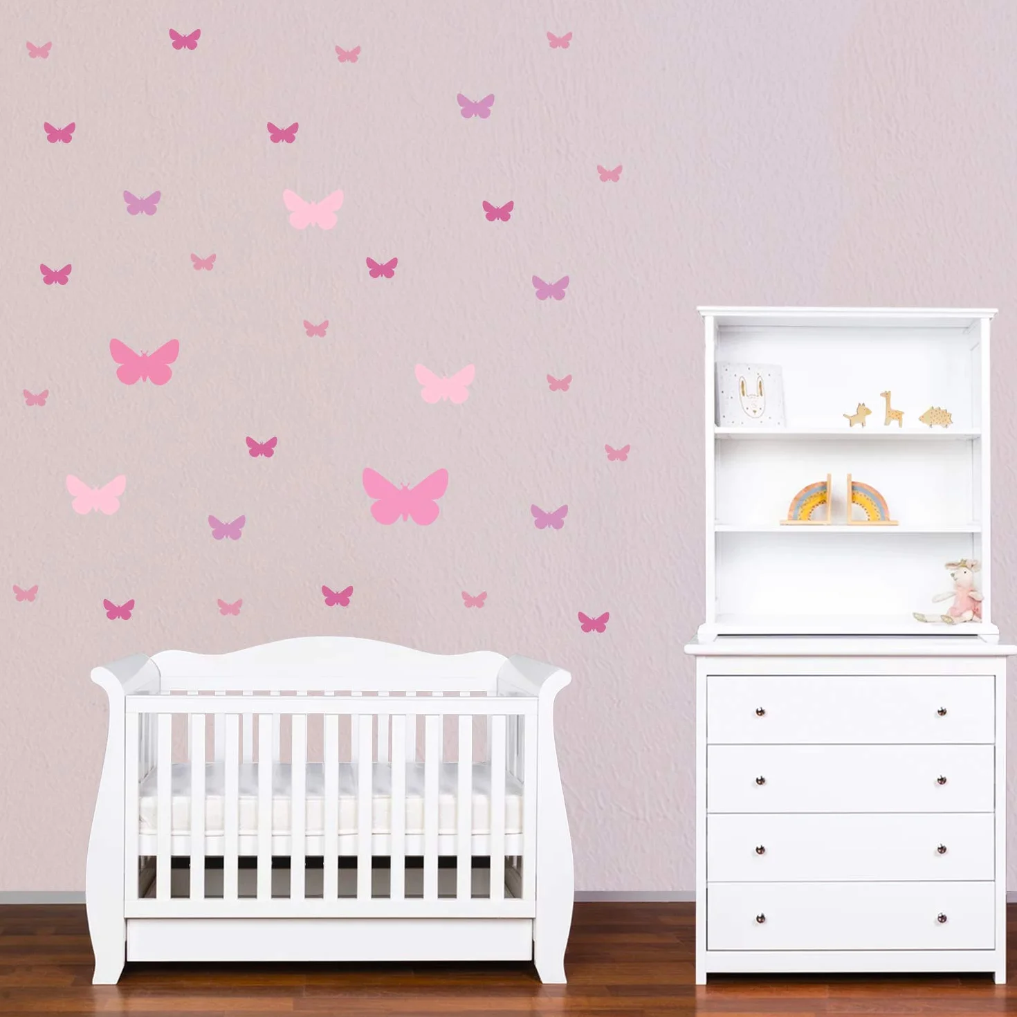 PREMYO Set 32 Adesivi Murali Farfalla - Wall Stickers Muro Cameretta - Decorazione Parete Camera da Letto Rosa