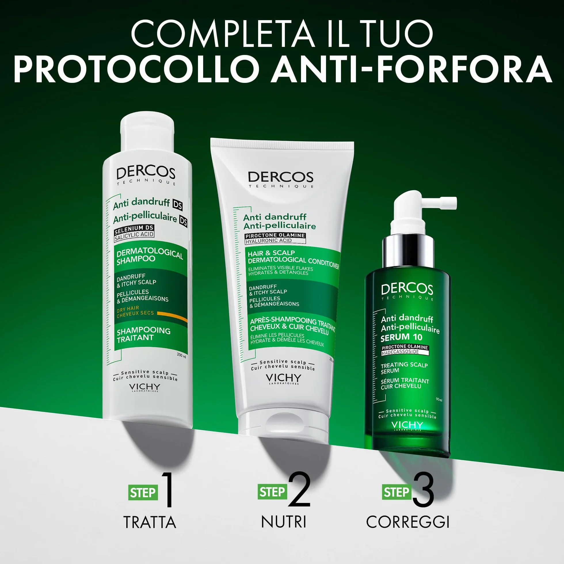 Vichy Dercos Eco-Ricarica Shampoo Anti-Forfora DS per Capelli Secchi, 390 ml