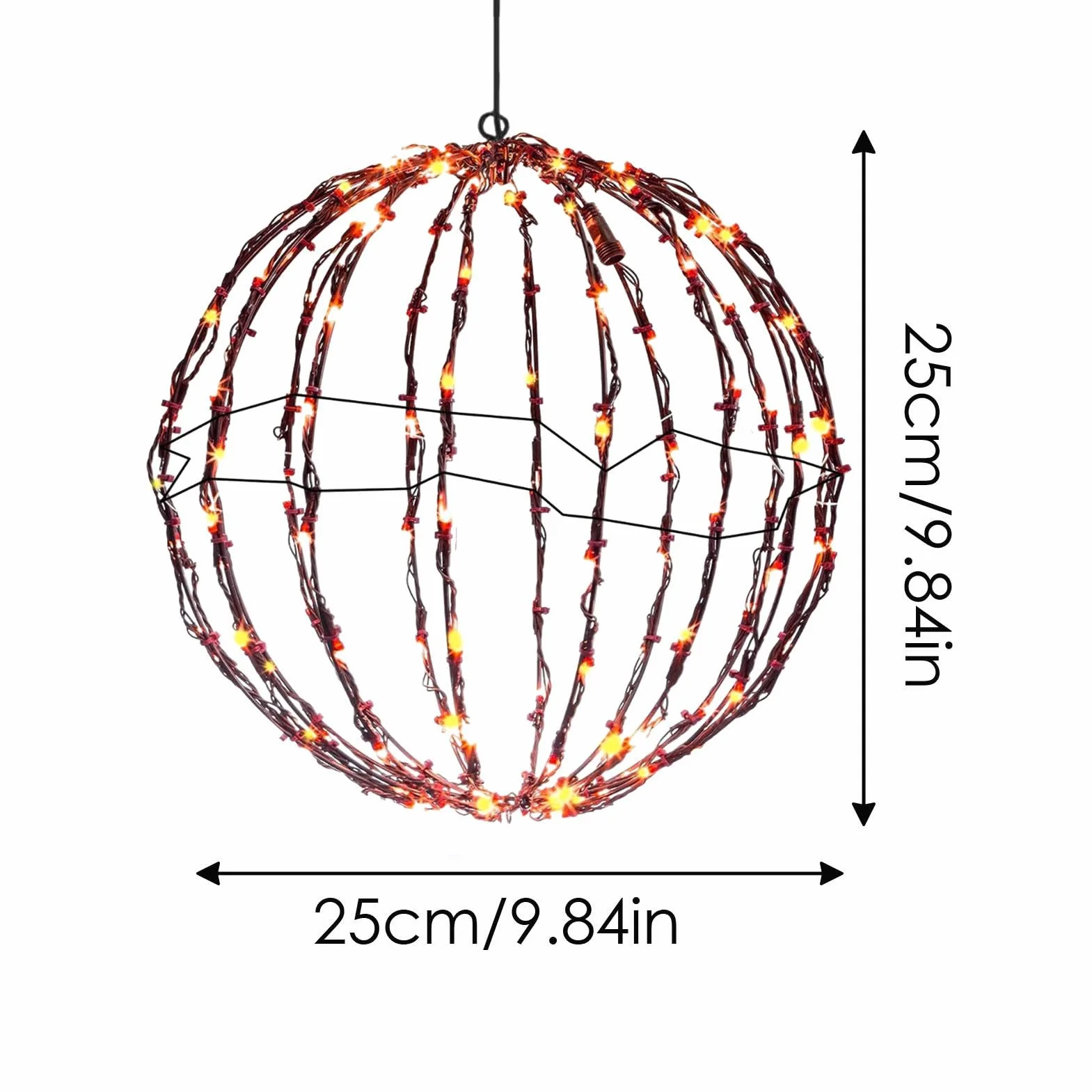 Luci a Sfera LED di Natale, Luce Sospesa Esterna, Metallo Pieghevole per Giardino, Globi Luminosi per Casa e Feste
