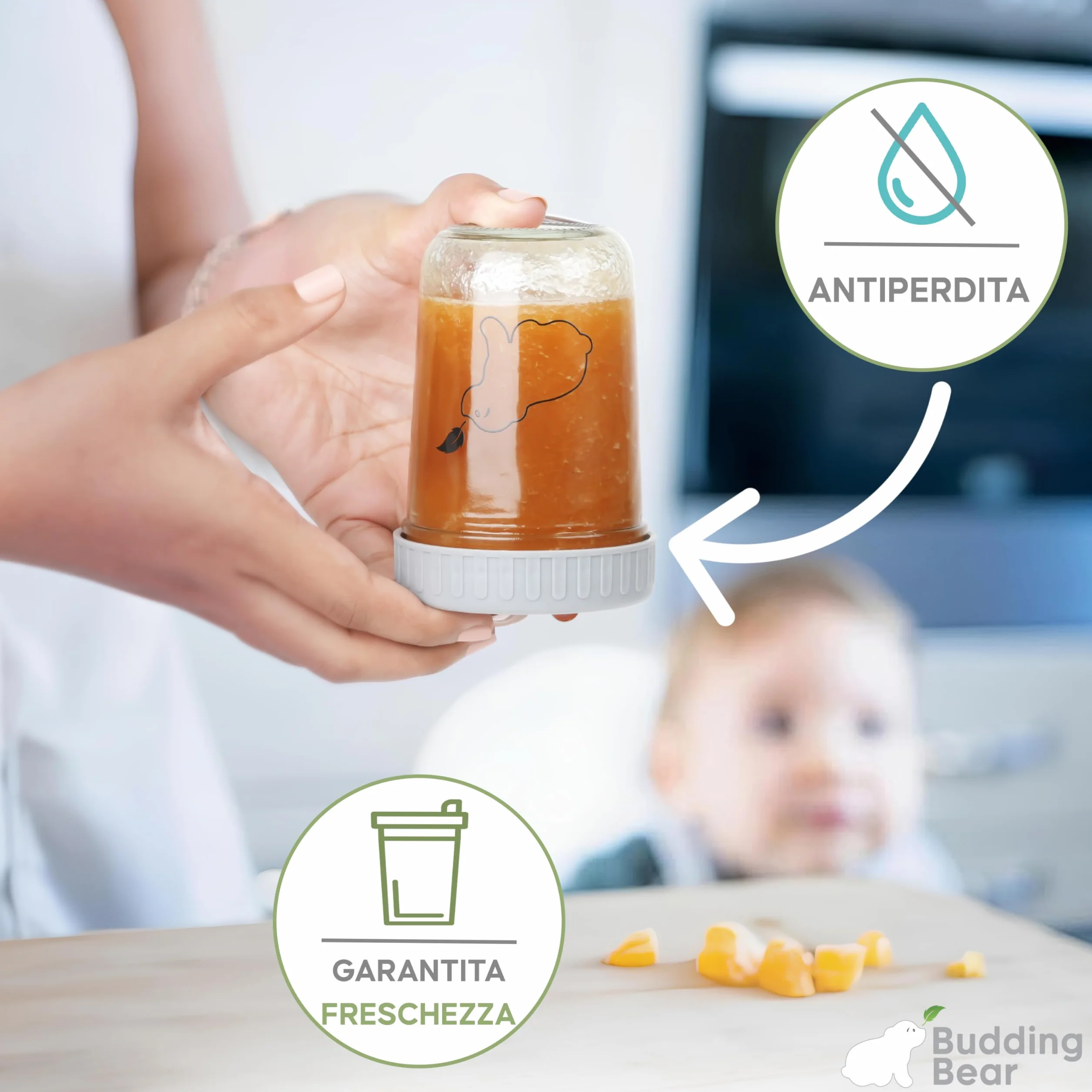 Contenitori in Vetro per Bambini 240 ml 6 Pezzi - Sicuri per Microonde Freezer - Senza BPA - Vasetti Pappa Riutilizzabili
