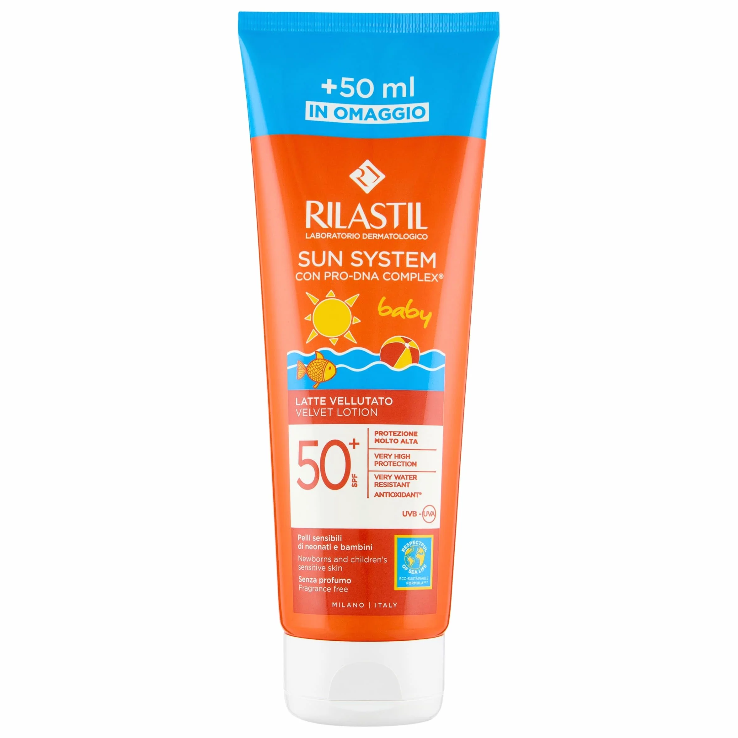 Rilastil Sun System Baby Latte Velluto SPF50+ Protezione Solare Viso e Corpo 250 ml