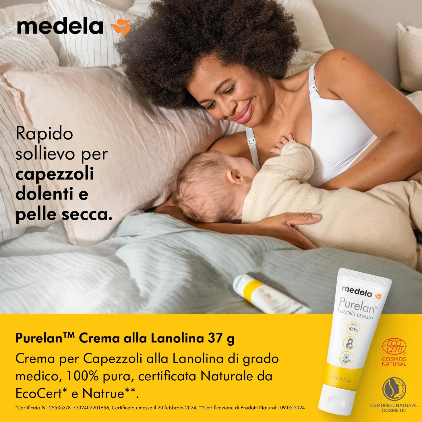 Medela Purelan Crema alla Lanolina per Capezzoli, Sollievo Rapido, 37 g