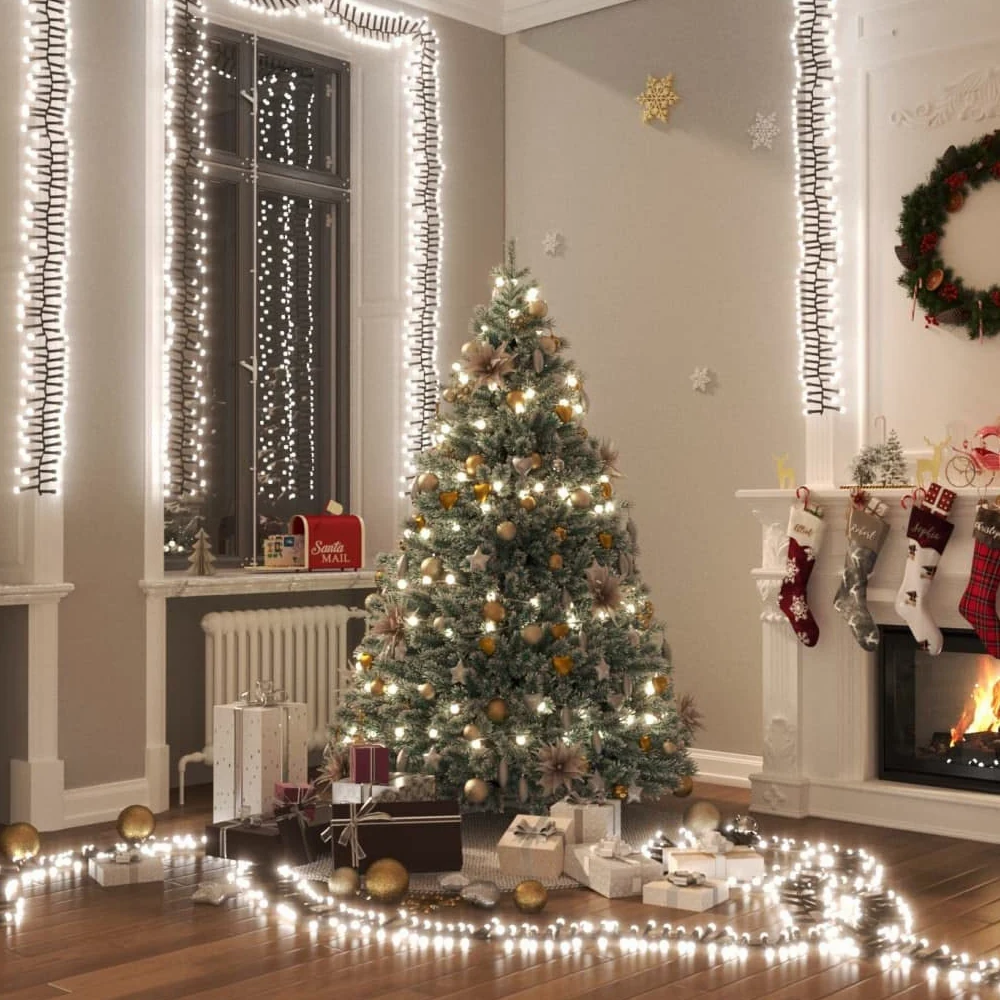 Catena luminosa a LED con 1000 LED bianco freddo PVC, lunghezza 11 m con 8 modalità di luce, filo di rame per illuminazione natalizia, interni, esterni, balcone e giardino, compatta e