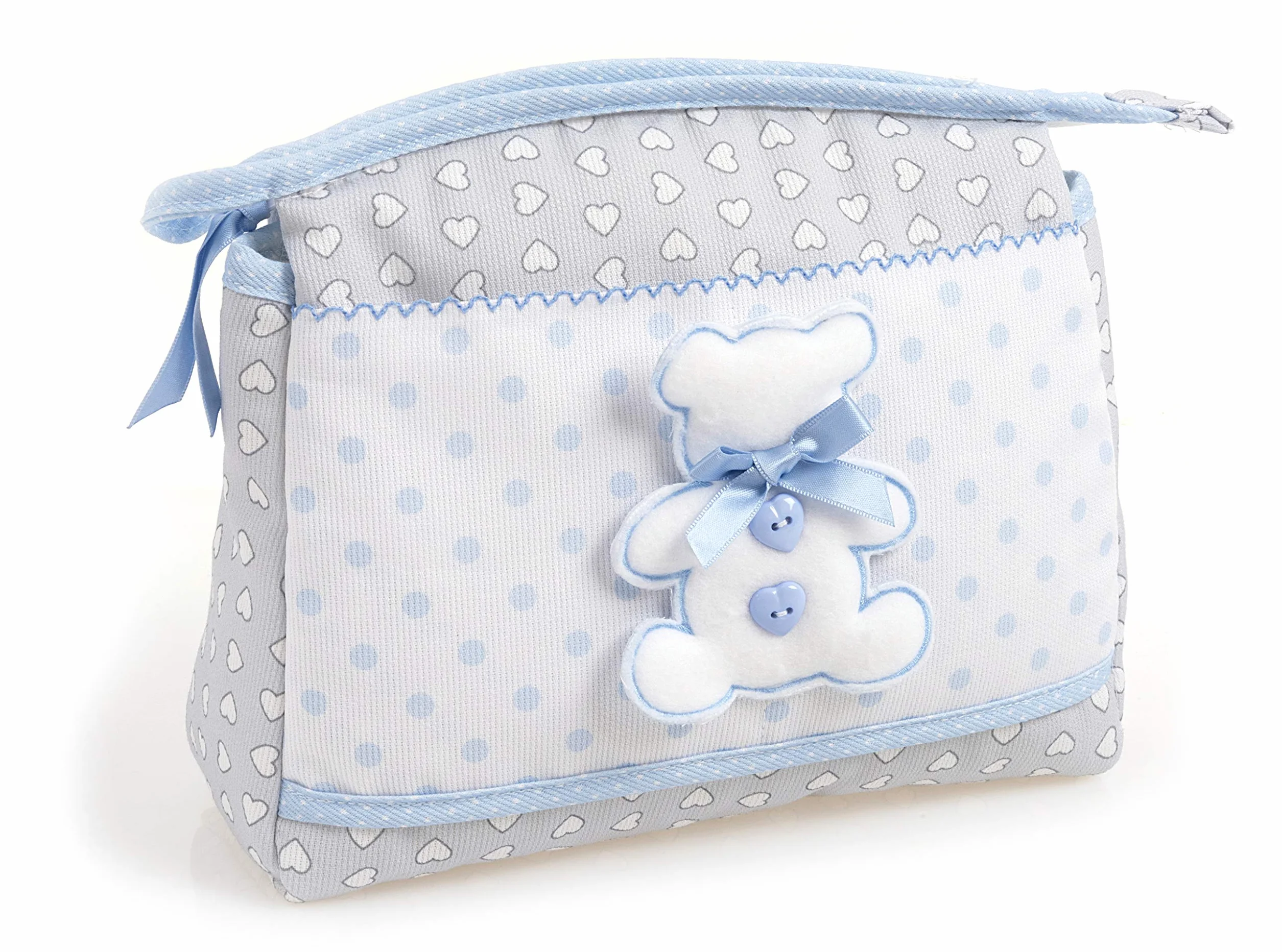 Trousse con Cerniera per Prodotti di Igiene del Neonato 23x19x10 cm Grigio e Azzurro Made in Italy