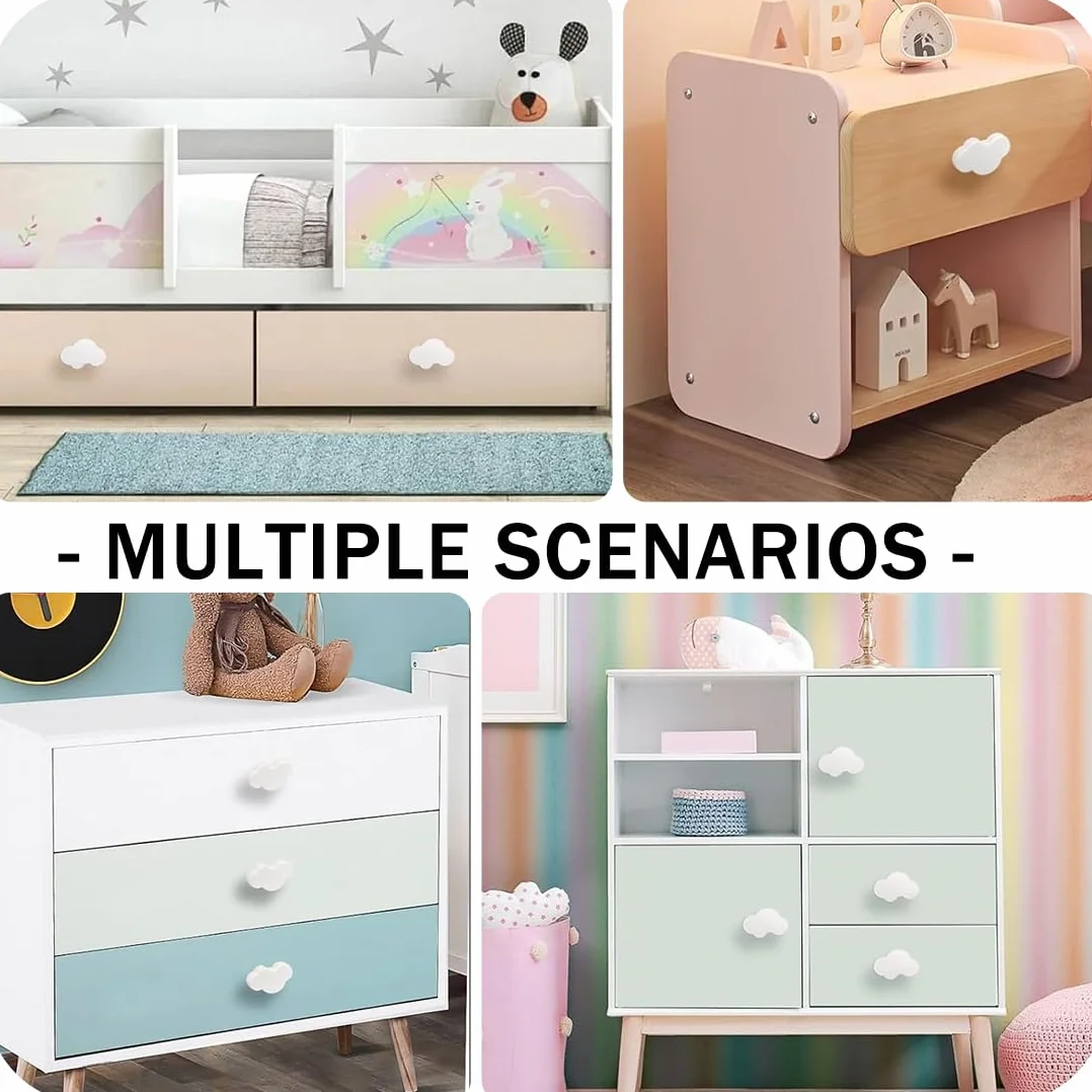 Pomelli per Cassetti Forma Nuvola Morbida Bianco 4 Pezzi Decorativi per Mobili Bambini