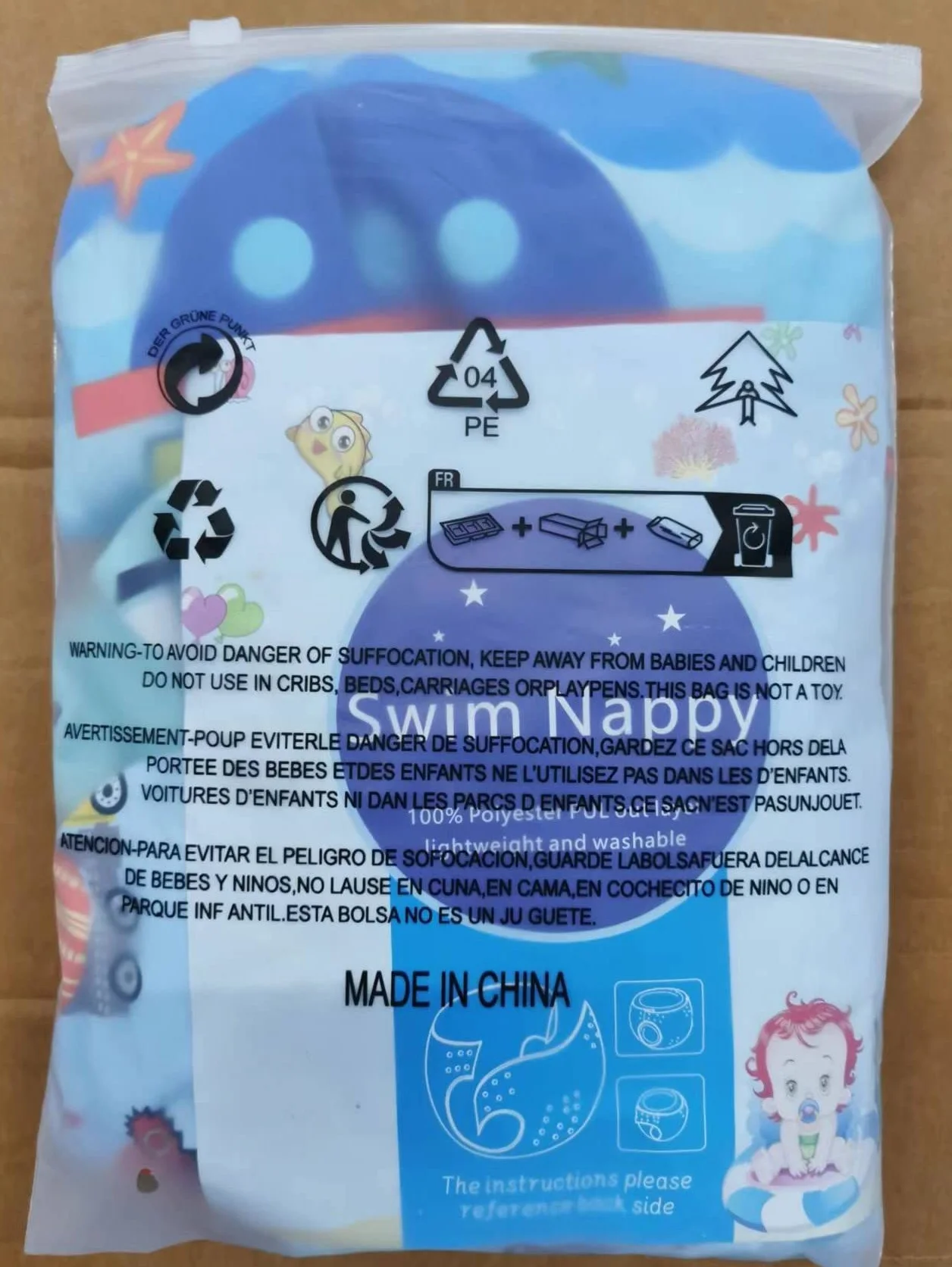 Pannolini Nuoto Neonato Riutilizzabili 3 Pezzi Piscina Lavabili 0-3 Anni Trattore Barca Nave