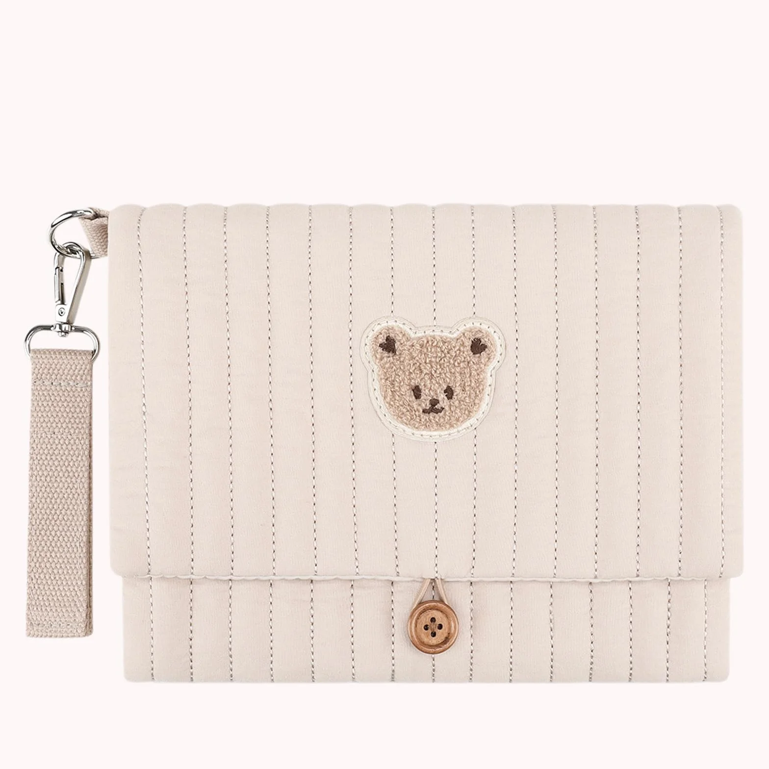 Simpatico Borsa per pannolini con orsetto ricamato, tasche multiple, organizer per passeggino