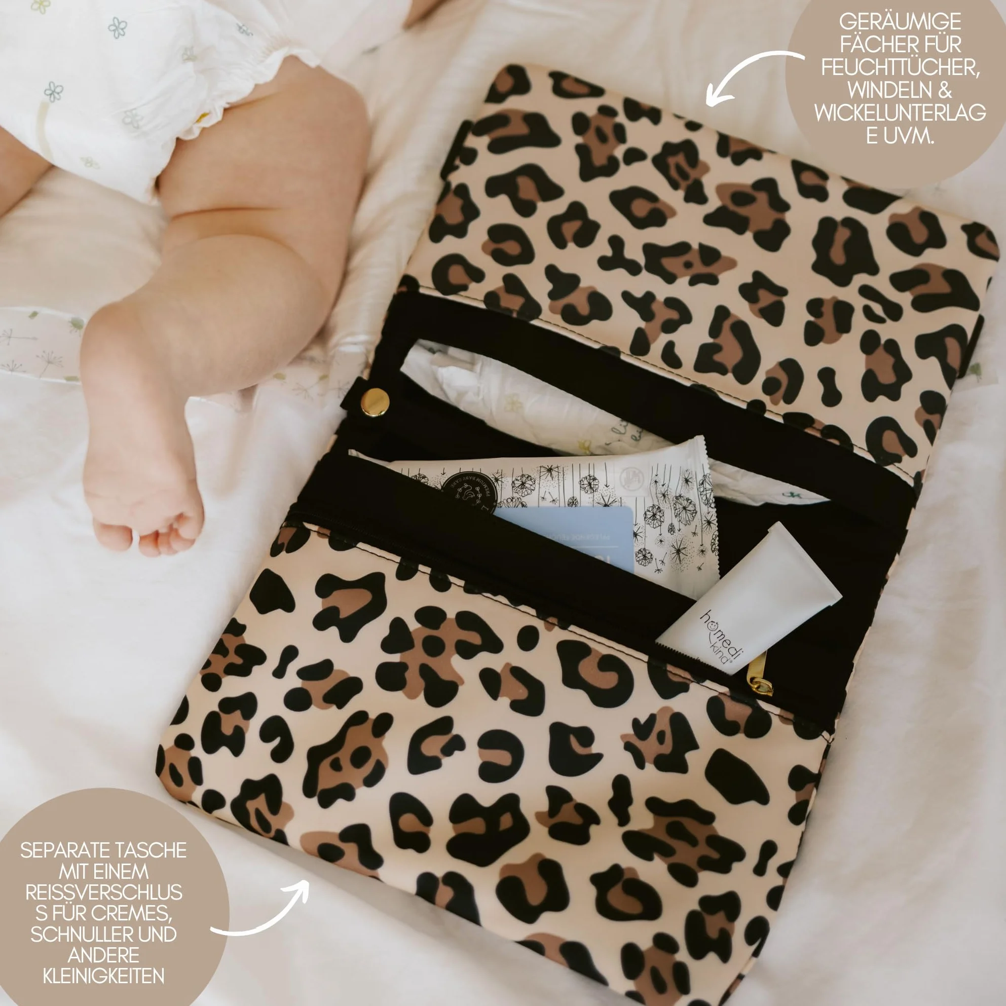 Borsa per pannolini da viaggio con molto spazio per bambini (limone)