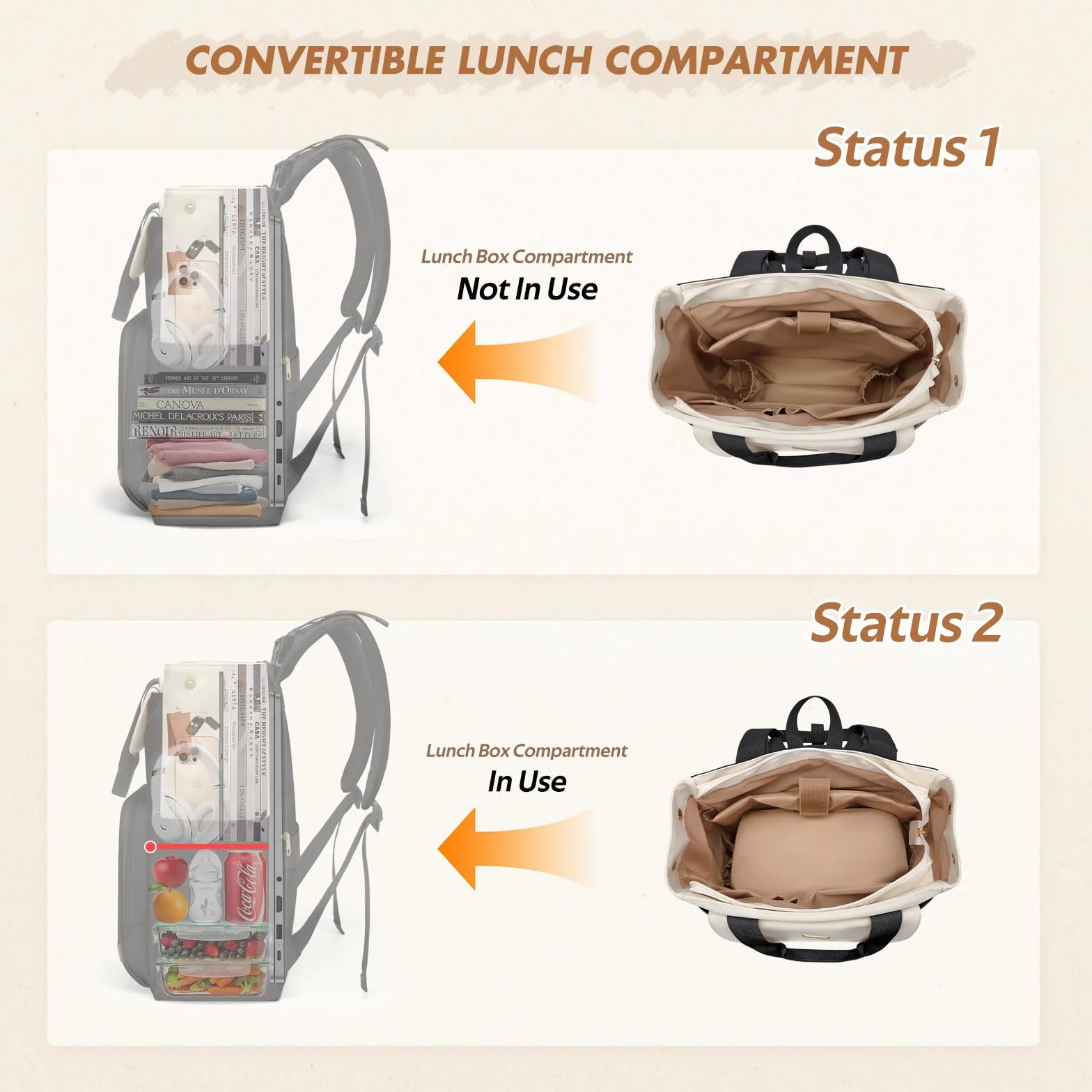 Zaino Fasciatoio Neonato Multifunzione 25L con Fasciatoio Portatile e Ganci Passeggino, Termico, Nero & Bianco
