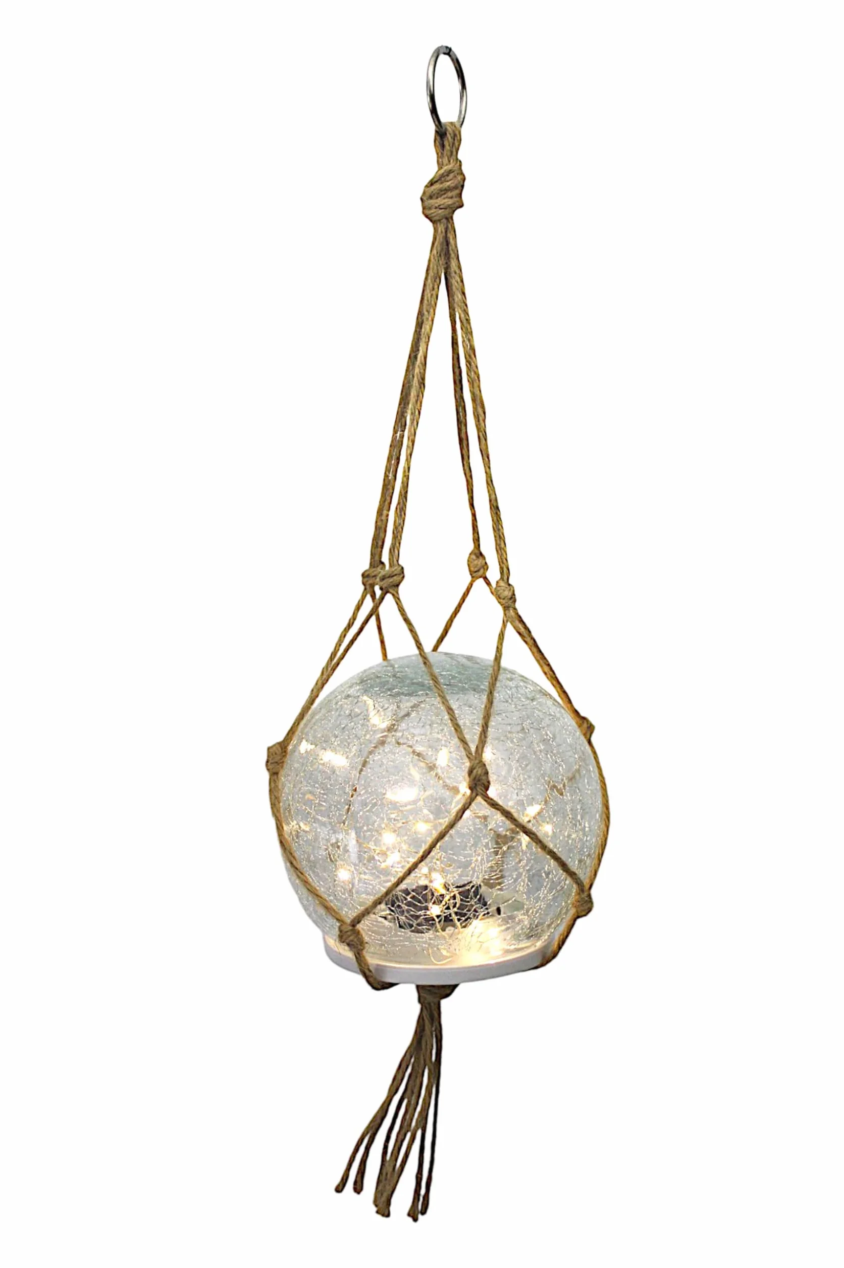 Lampada a sospensione solare e lampada da tavolo, set di 2 lampade solari per esterni, 15 cm, stile bohémien, con vetro di alta qualità con rete di iuta, decorazione da giardino, bianco caldo