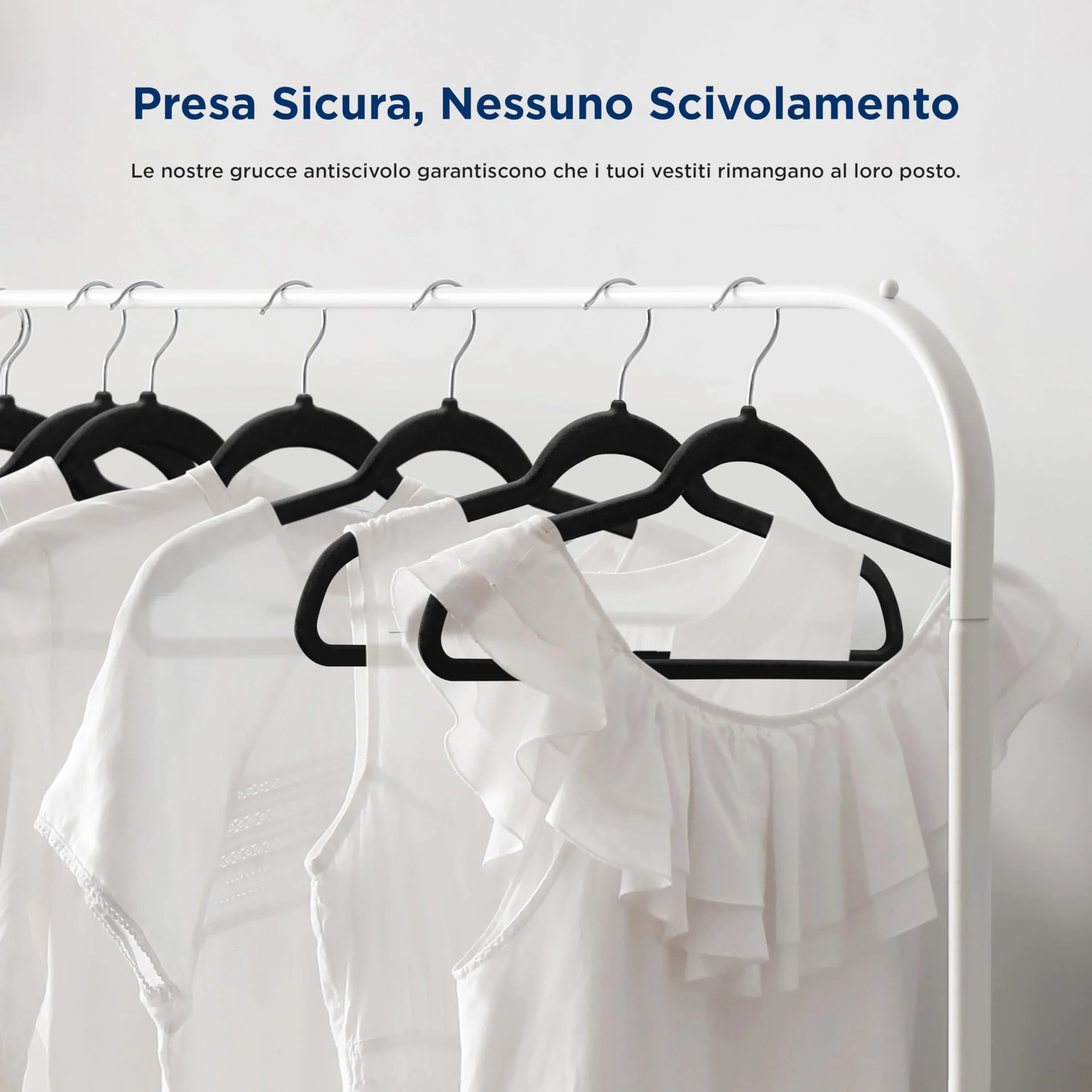 SereneLife Grucce Appendiabiti Antiscivolo in Velluto, 30 Stampelle Armadio, Set con Gancio Ruotabile 360°