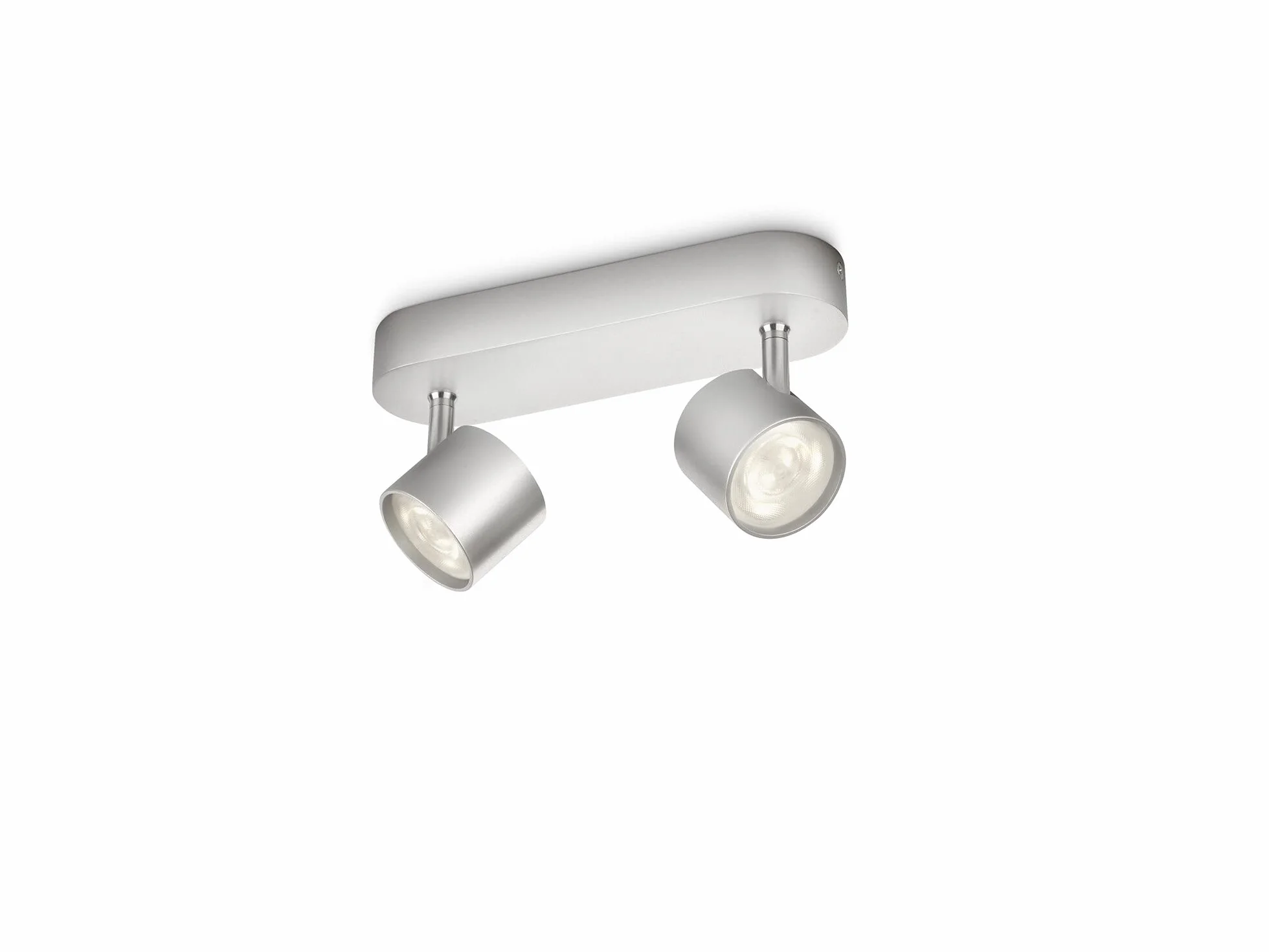 Philips LED Faretti Star, 2 Punti Luce Orientabili, 5W, Base Tonda, Grigio