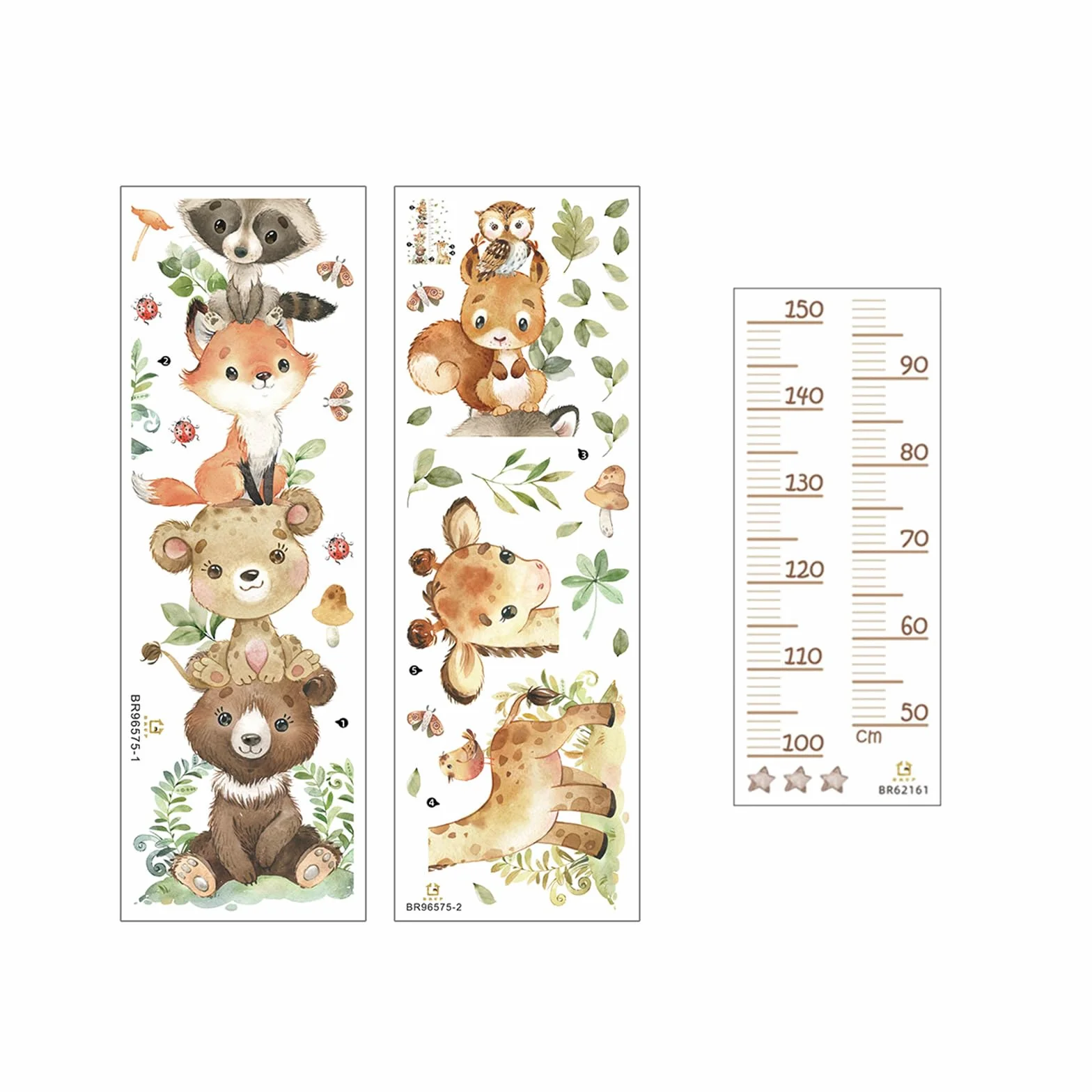 Metro Bambini Parete Adesivi Murali Animali Foresta Tabella Altezza 50-150 cm Decorazione Cameretta