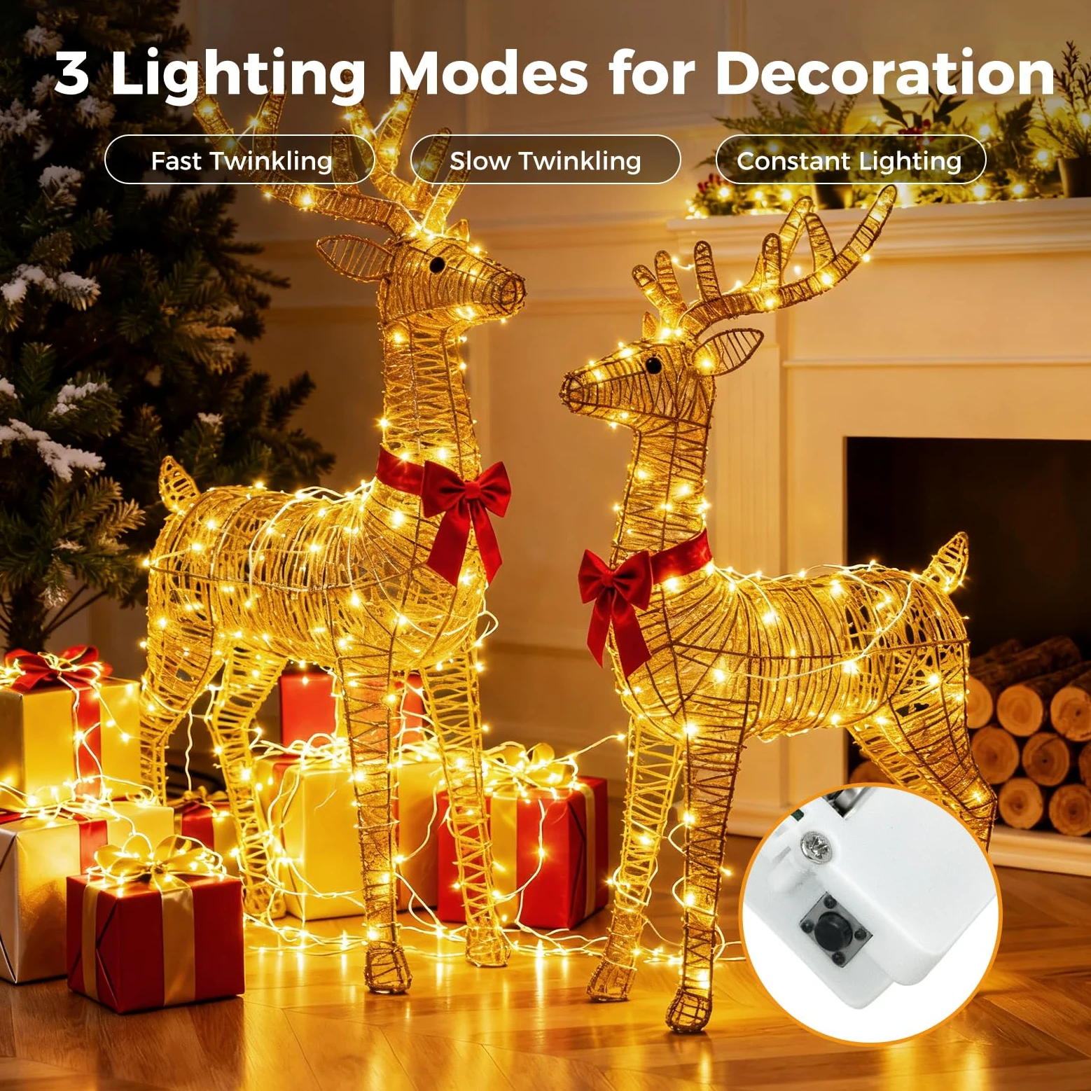 litogo Confezione da 50 lucine LED a batteria, 2,2 m, 20 LED, 3 modalità, mini lucine scintillanti, impermeabili, per matrimoni, barattoli, feste, decorazioni natalizie, bianco caldo