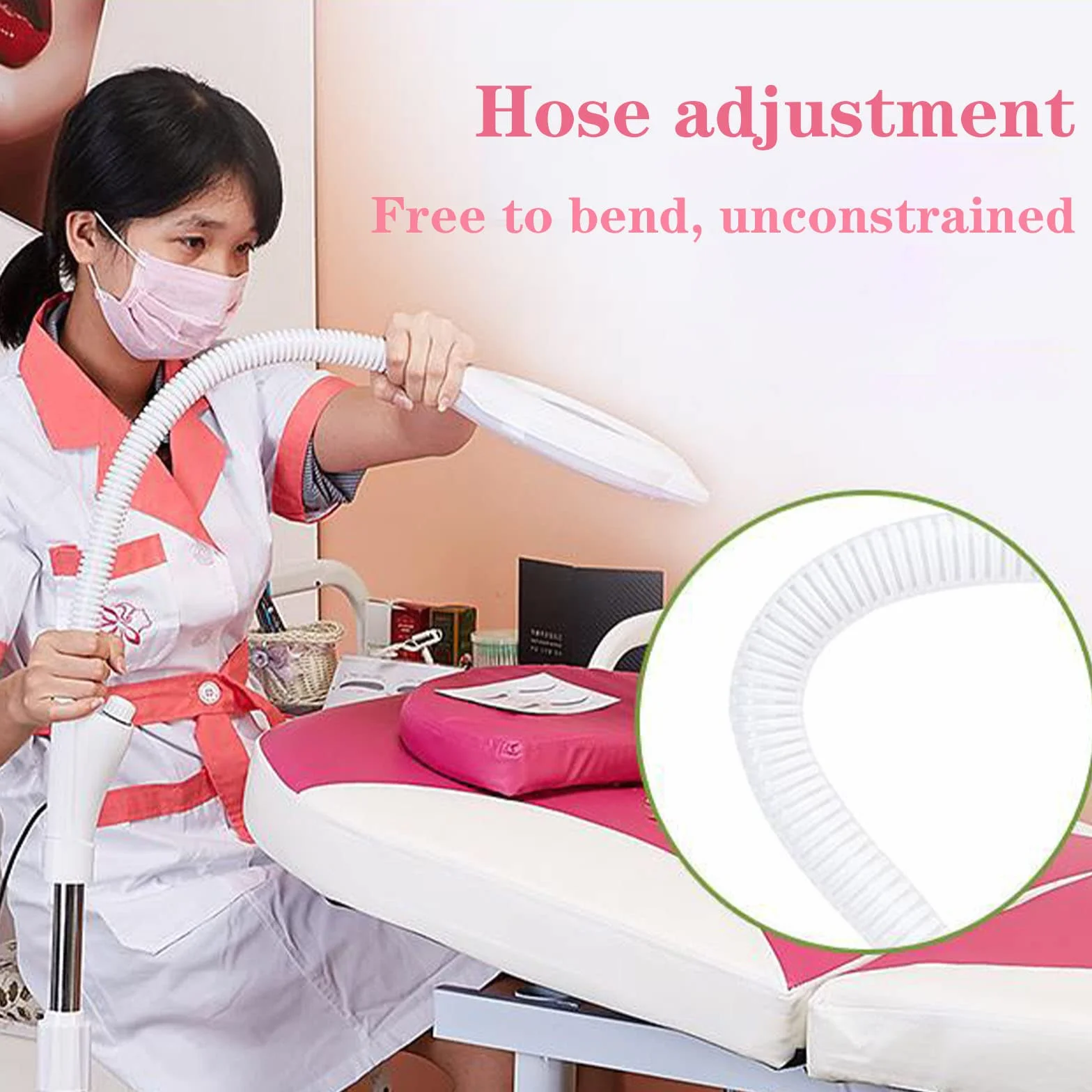 16X LED lampada lente ingrandimento da terra, regolabile Angolo del tubo tubo flessibile con 5 ruote girevoli - per Manicure, Lettura, Gioielli, Bambini, Elettronica, Professionale, Alluminio, Bianco