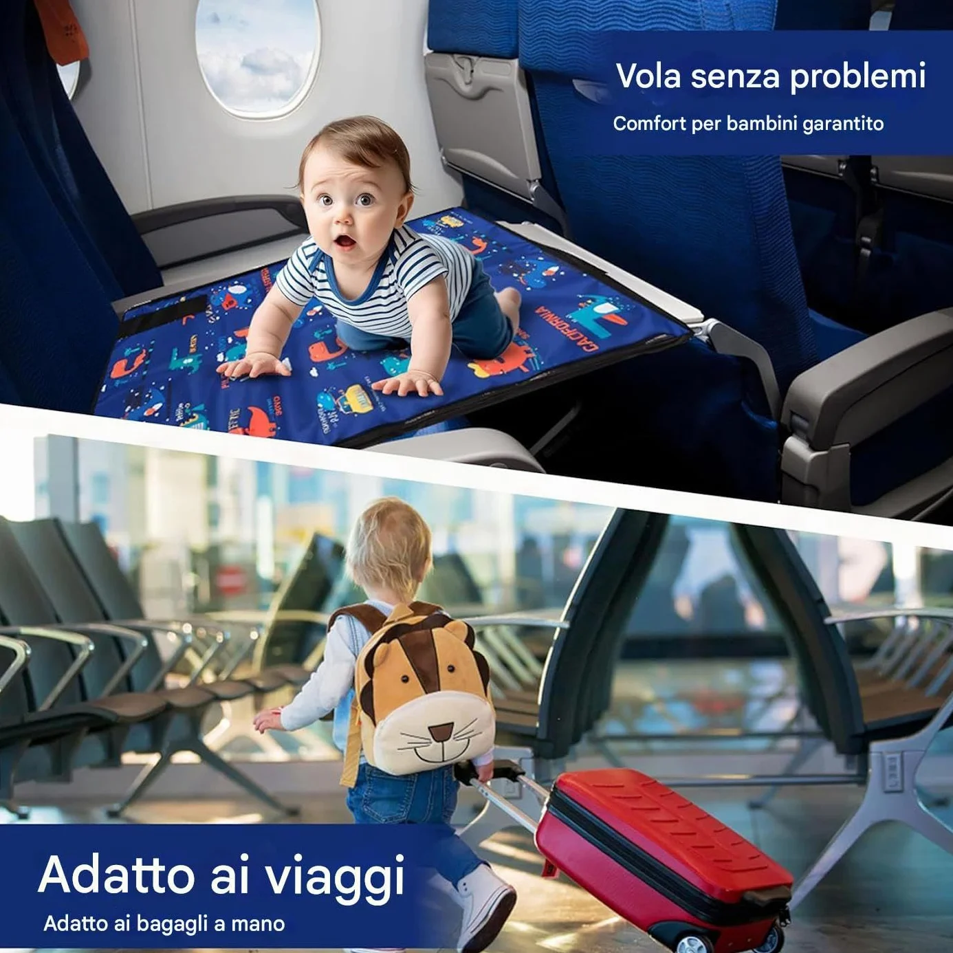 Generico Lettino Aereo per Bambini Estensione Sedili Aereo da Viaggio Amaca Portatile Campeggio Spiaggia Volo