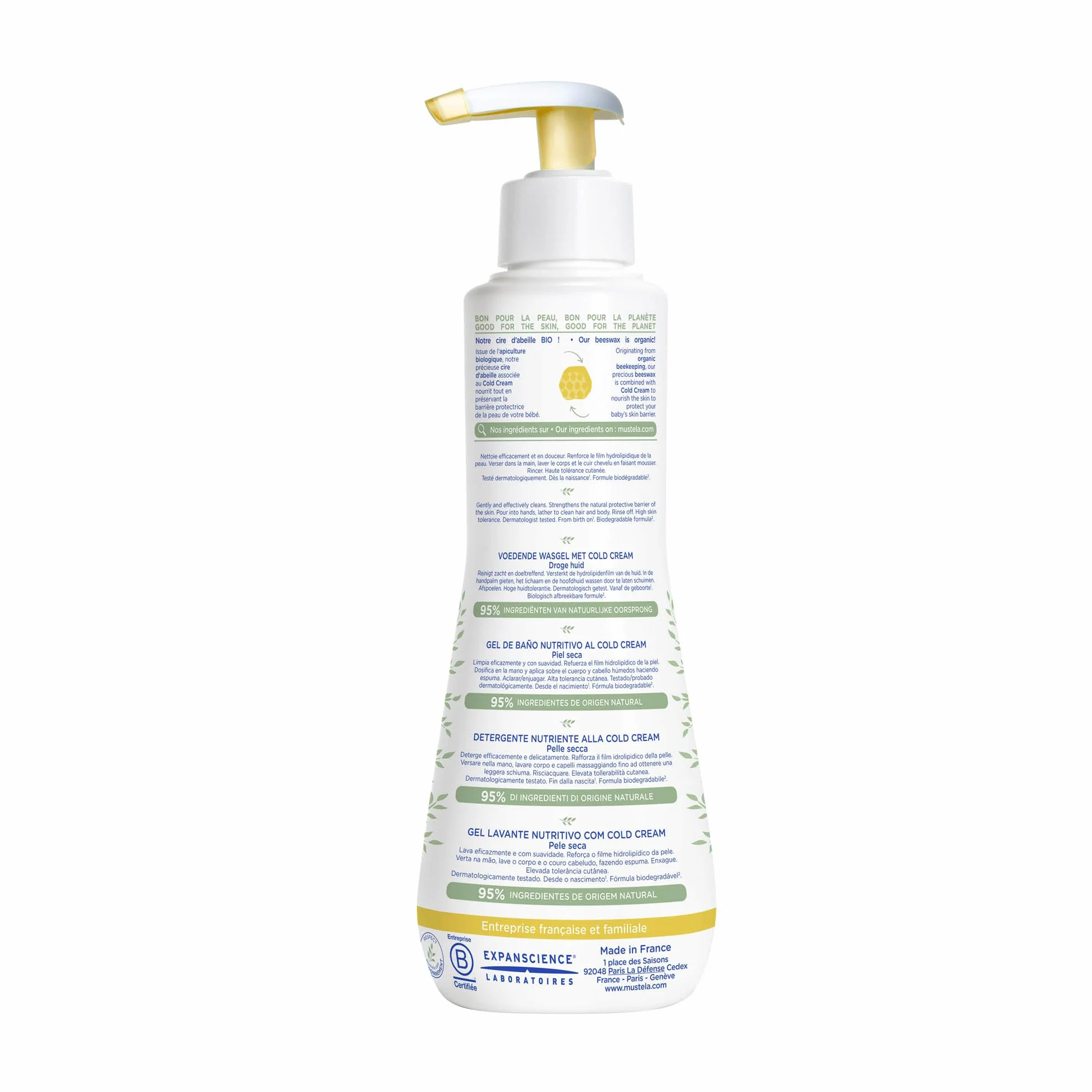 Mustela Gel Detergente Nutriente Cold Cream Naturale Corpo e Capelli 300ml per Pelle Secca