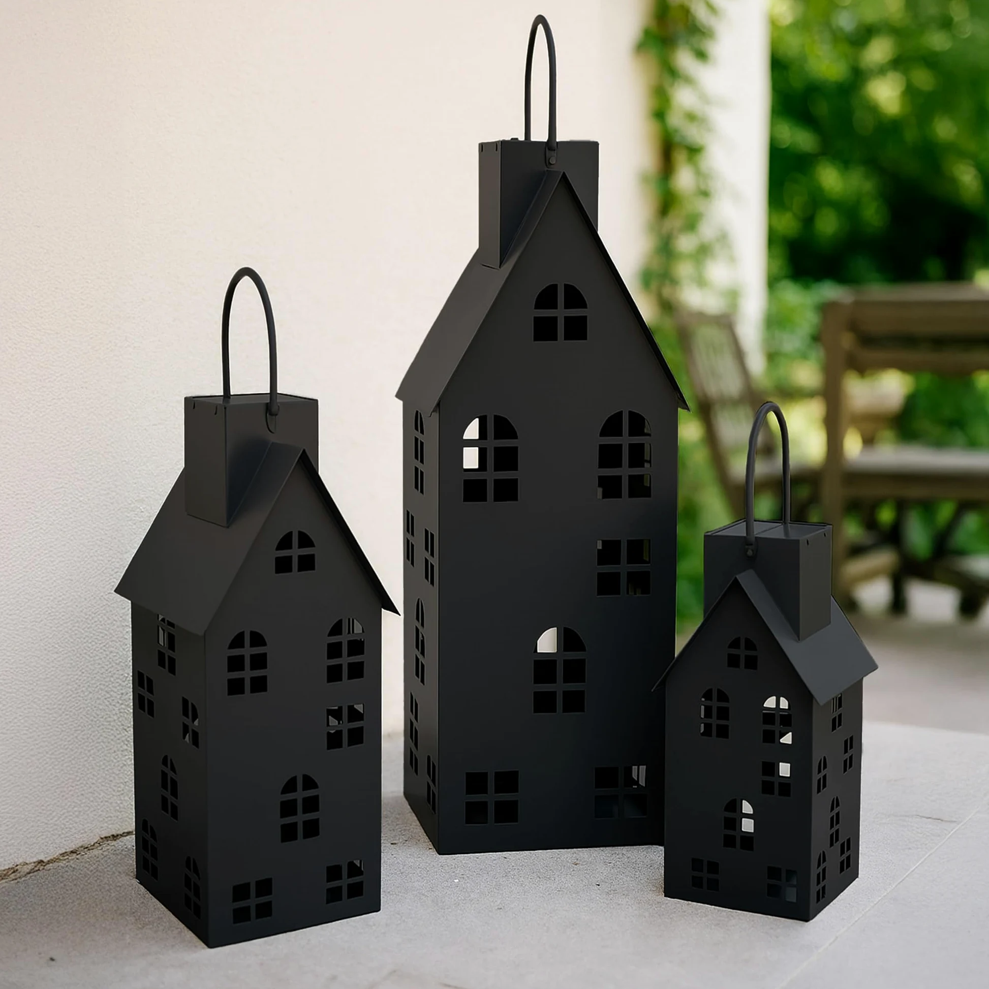 UNUS Lanterna a energia solare, per esterni, 80 cm, colore: nero | Con luce LED, per esterni e interni, illuminazione suggestiva, in metallo
