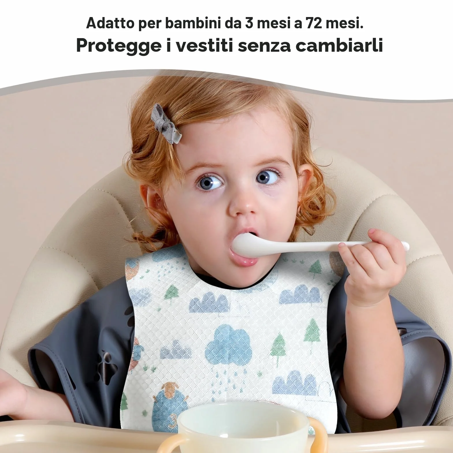 Bavaglini Monouso per Svezzamento Bambini, Misura Regolabile, Impermeabile, Alto Assorbimento