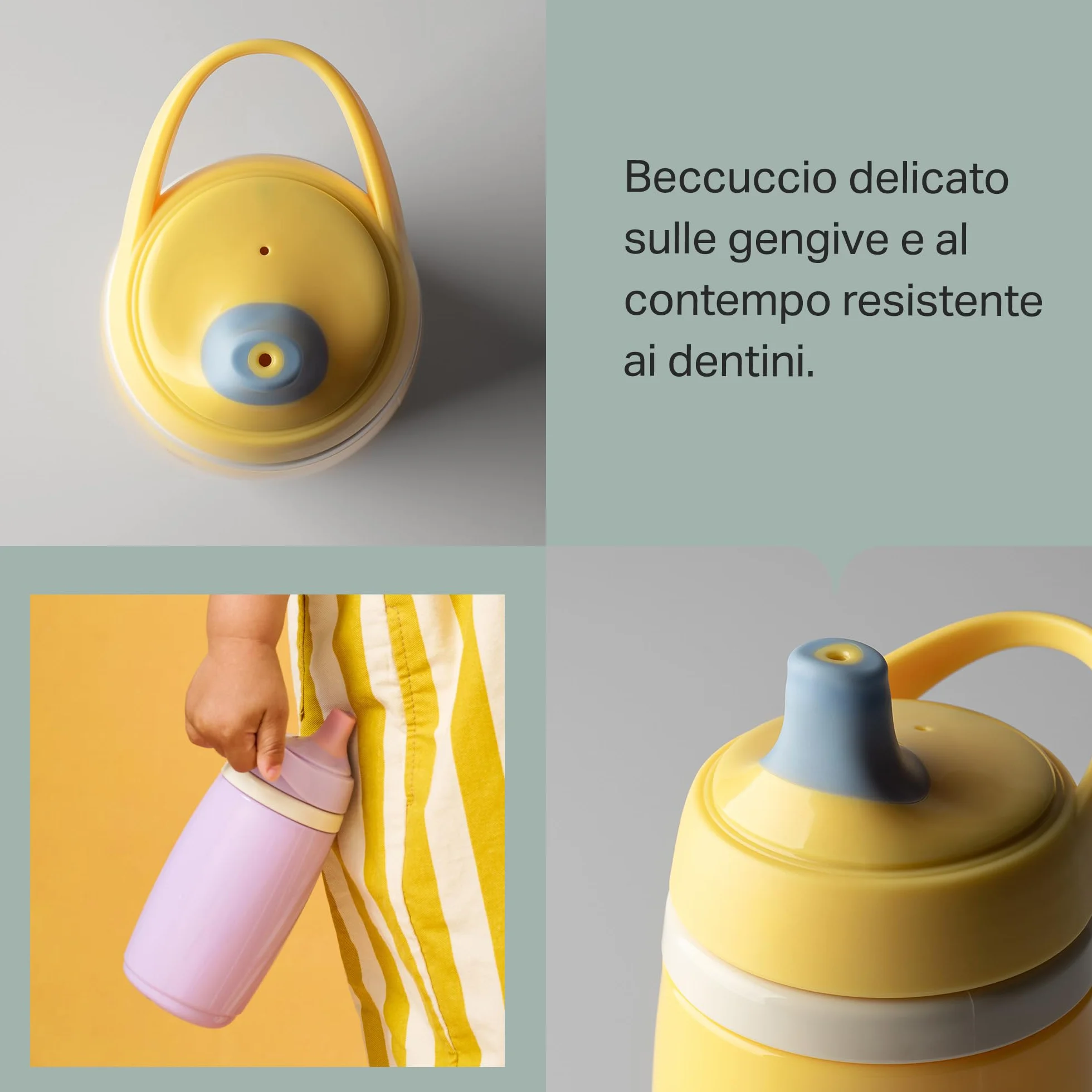 Tommee Tippee Borraccia Termica 266 ml 2 Pezzi Azzurro Giallo Anti-goccia Bambini 12 Mesi