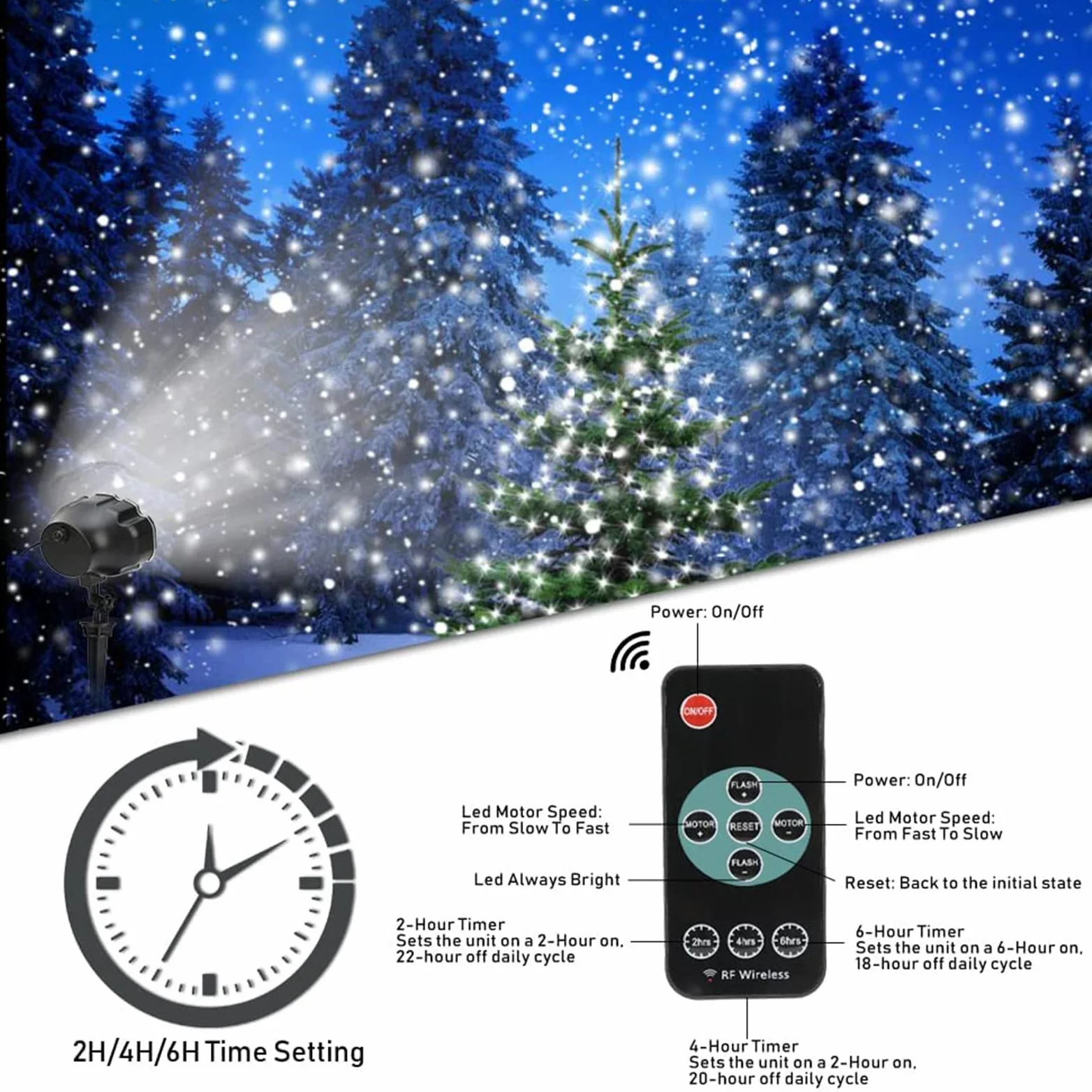 Luci del proiettore del fiocco di neve di Natale all'aperto, luce del proiettore di nevicata mobile del LED, lampada del proiettore del paesaggio delle decorazioni impermeabili per il giardino di nozz