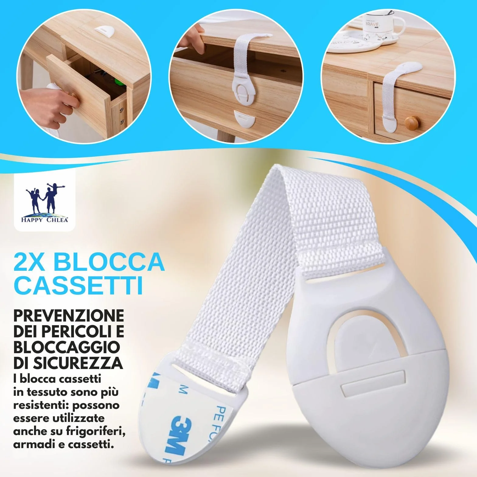 HAPPY CHLEA Paraspigoli Angolari in Gomma con Schiuma Attiva, 20 Morbidi e 2 Blocca Cassetti, Bianco