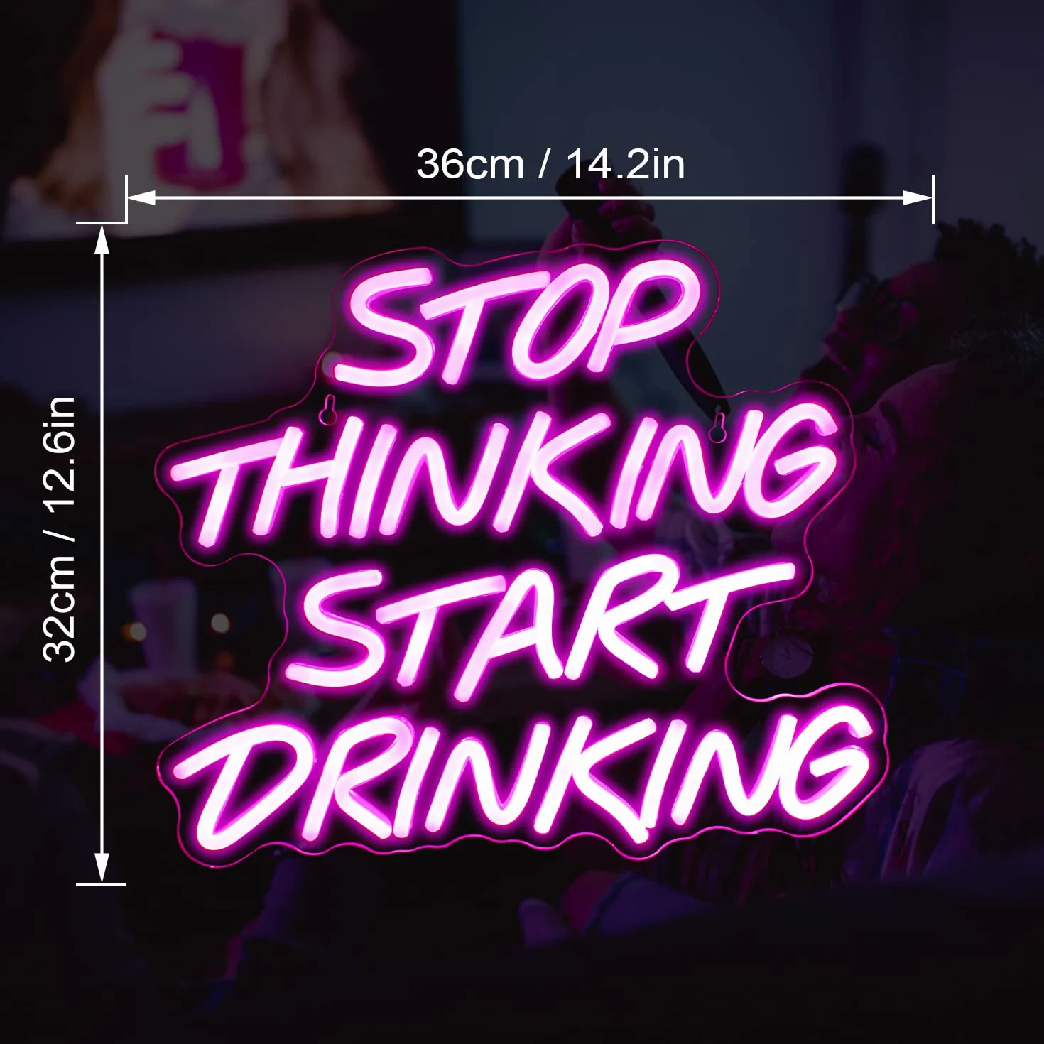 Looklight Stop Thinking Start Drinking Insegne Luminose Scritte Luminose Insegna al Neon per Bar Insegna LED Rosa da Bar Scritte Neon per Negozi Caffè Birra Domestica Ristorante