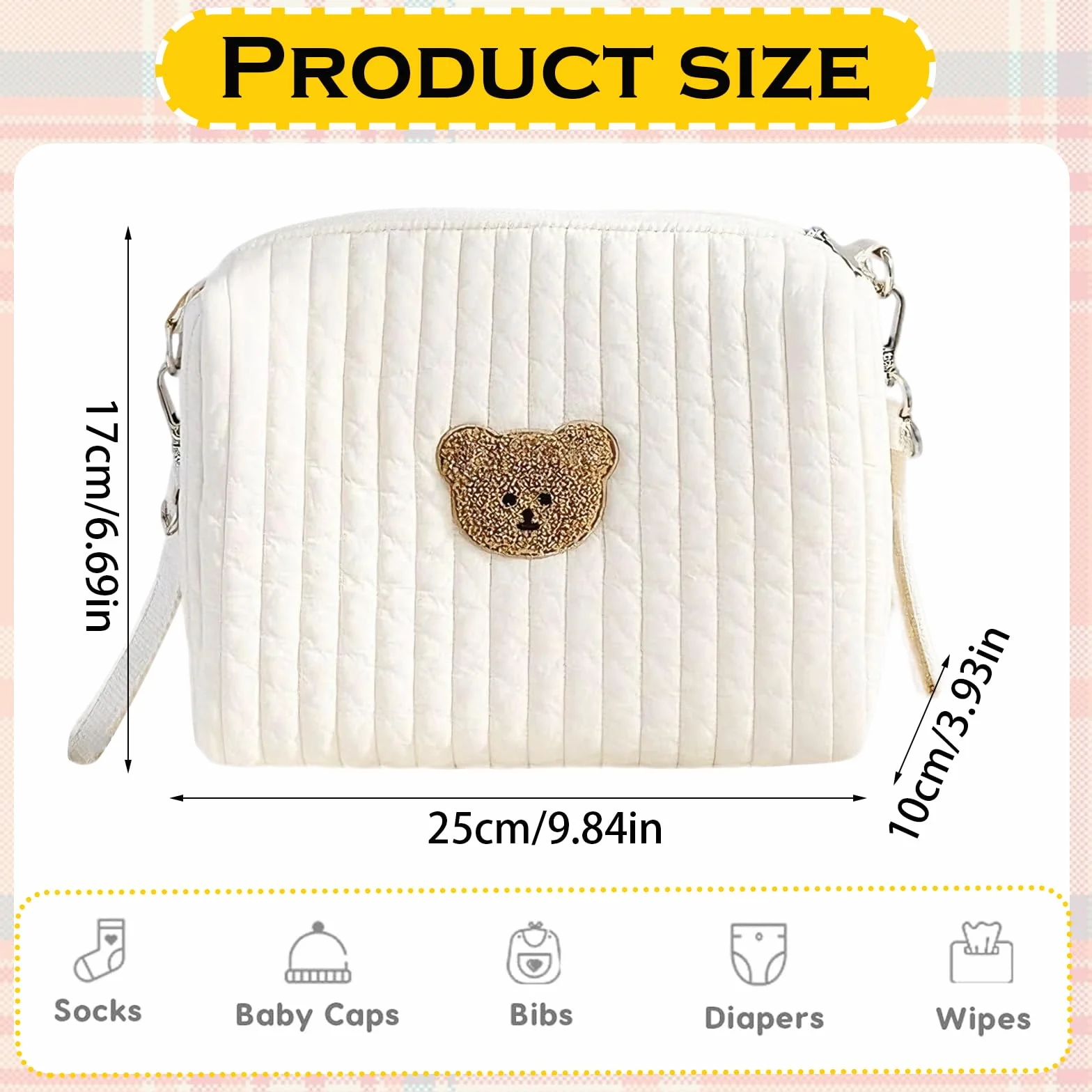 Borsa Passeggino Zaino Fasciatoio 25x17x10 cm Leggero Porta Pannolini Borsa Parto Ospedale Neonato