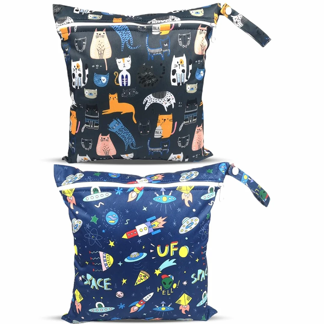 Wet bag pannolini lavabili 2 Pezzi Impermeabile Borsa pannolini Ecologica