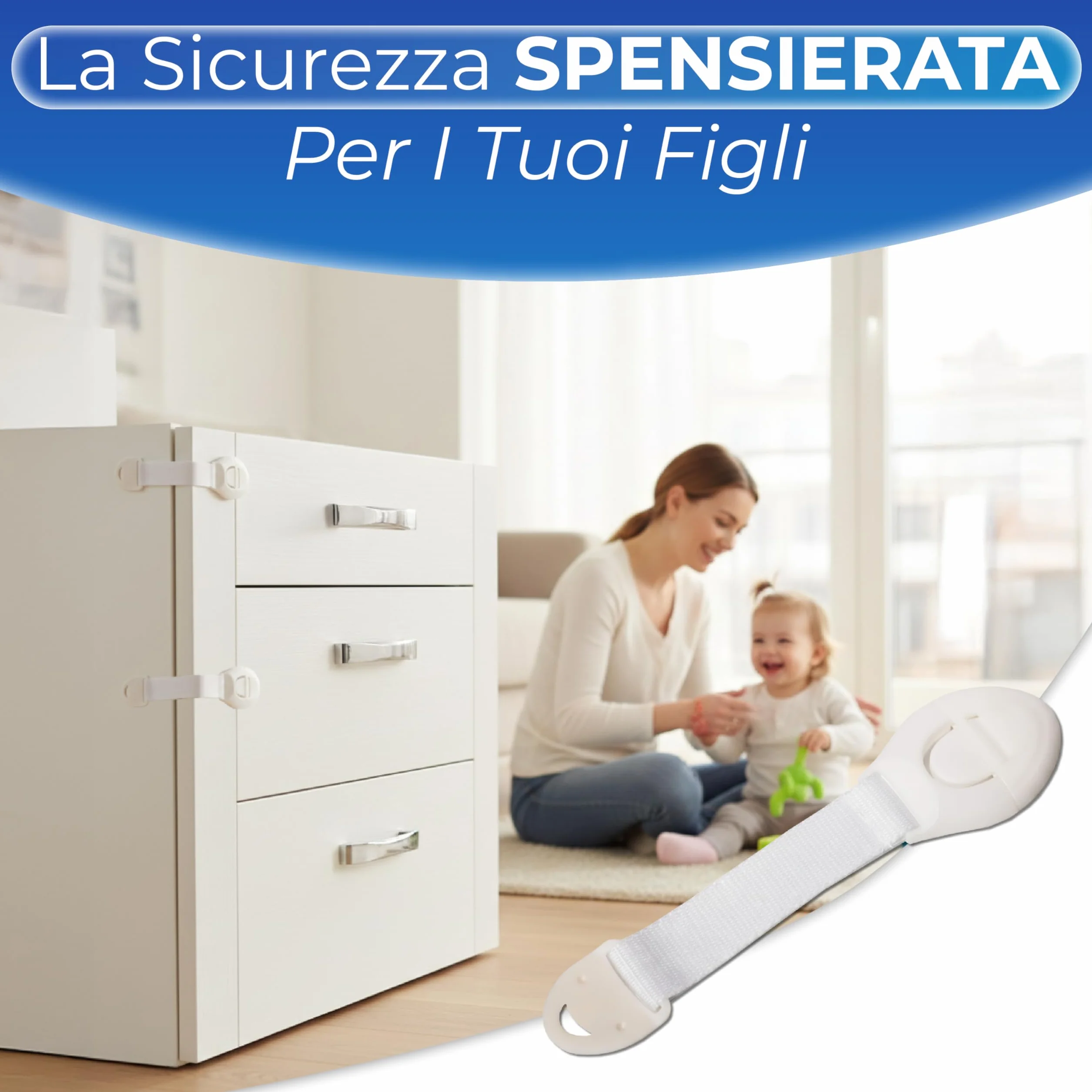Blocca Cassetti Per Bambini Con Chiusura Di Sicurezza Adesiva, Installazione Senza Fori, Adesivo Ultra Resistente – Sicurezza Per Mobili Cucina Armadi Frigorifero