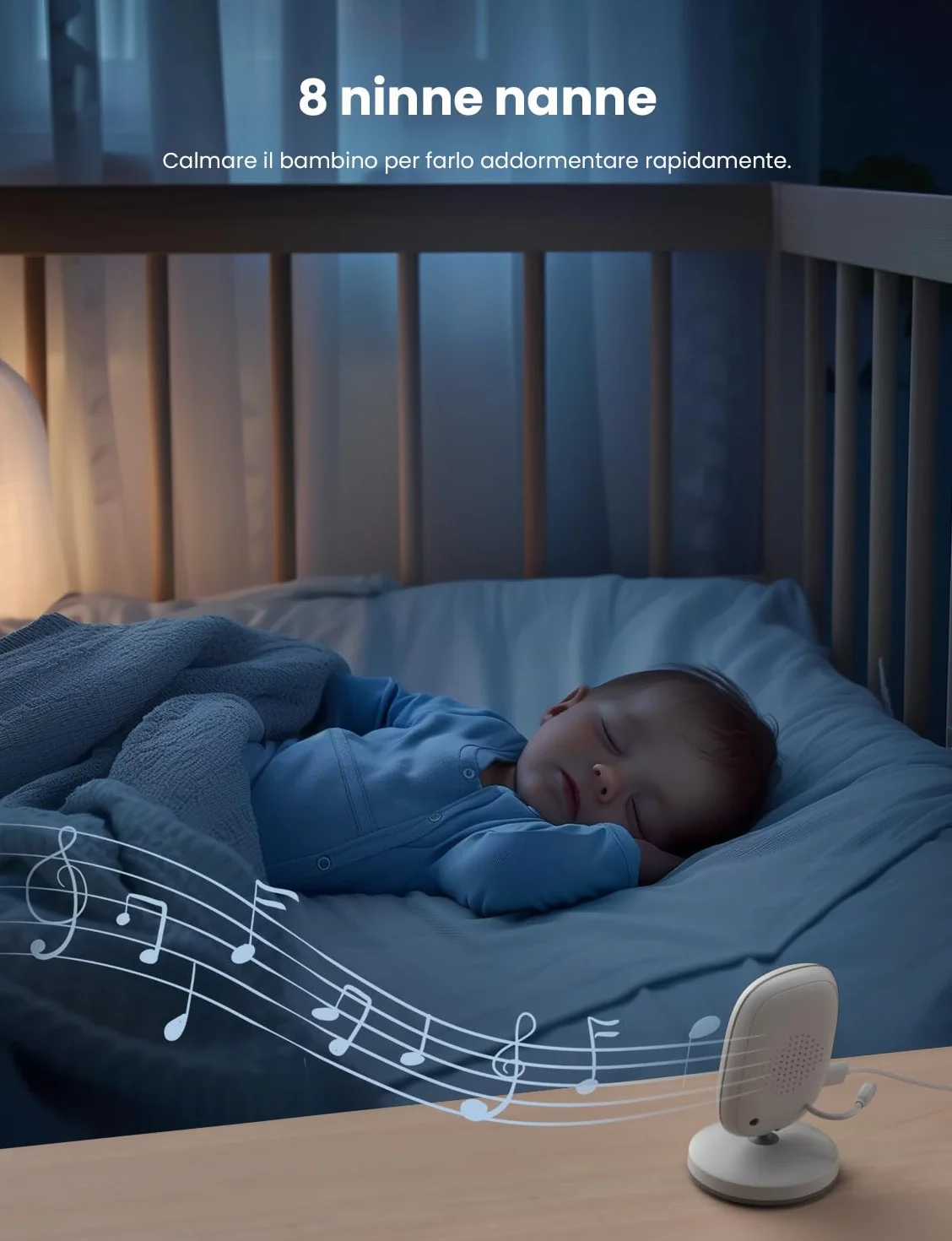 GHB Baby Monitor Video e Audio 3.2'', Telecamera Bambini con Monitor 1000mAh, Visione Notturna, Rilevamento Temperatura, Interfono Bidirezionale, VOX
