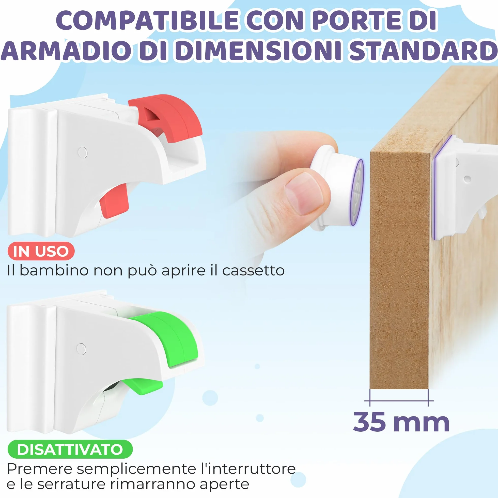 Chiusura Magnetica per Cassetti & Ante 12 Serrature 3 Chiavi Blocco Sicurezza Magnetico per Bambini