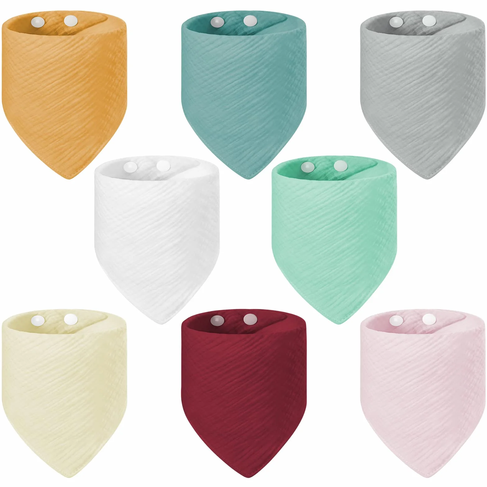 Vicloon Bavaglino Bandana Neonato Bambino 8PCS 100% Cotone Super Assorbenti Morbidi 2 Bottoni Pressione Sbavare Dentizione Triangolare