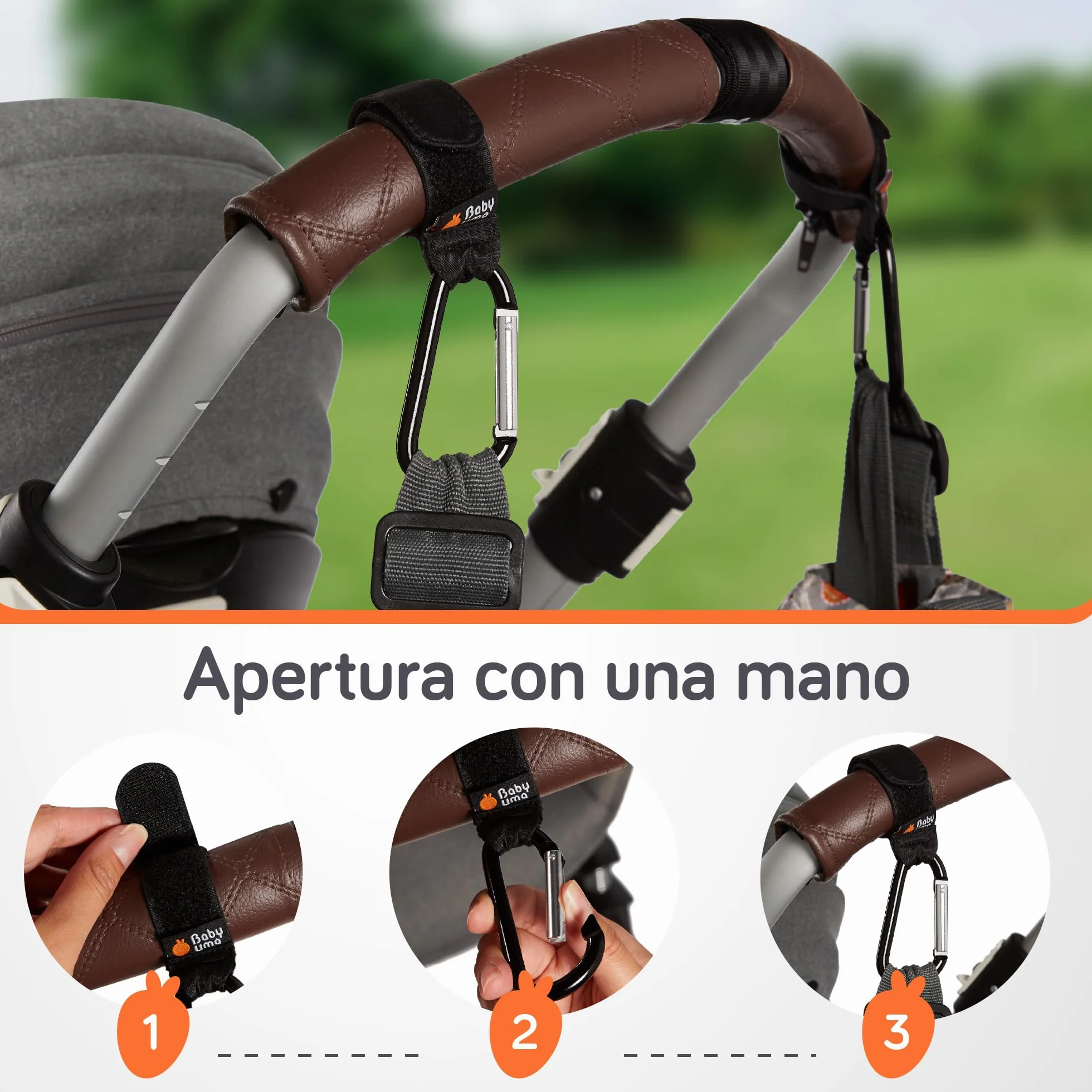 Baby Uma Ganci per Passeggino Porta Borse Universali Antiscivolo Fino a 5 kg Accessori Neonato