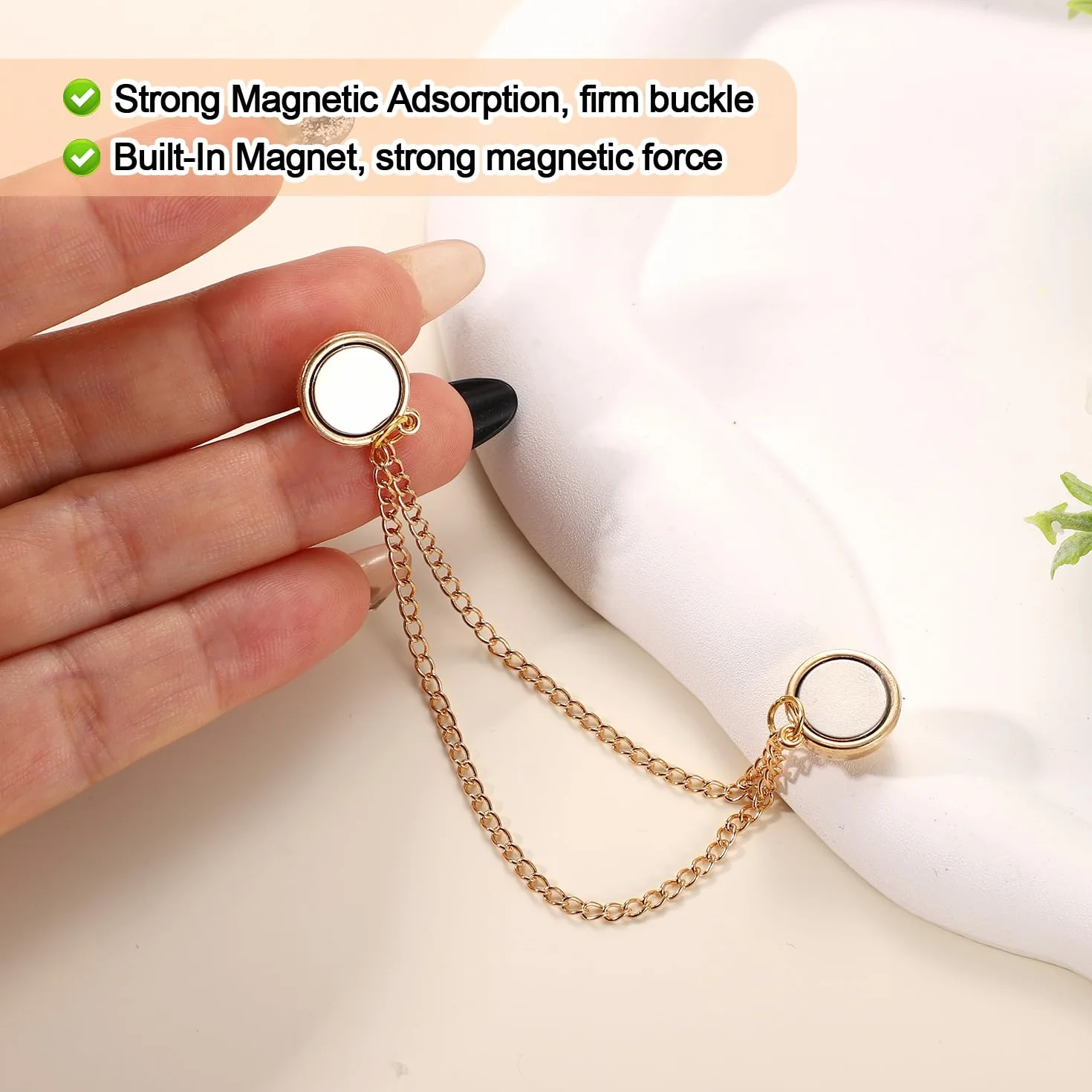 Spille Magnetiche per Abbigliamento in Metallo con Catena Multiuso