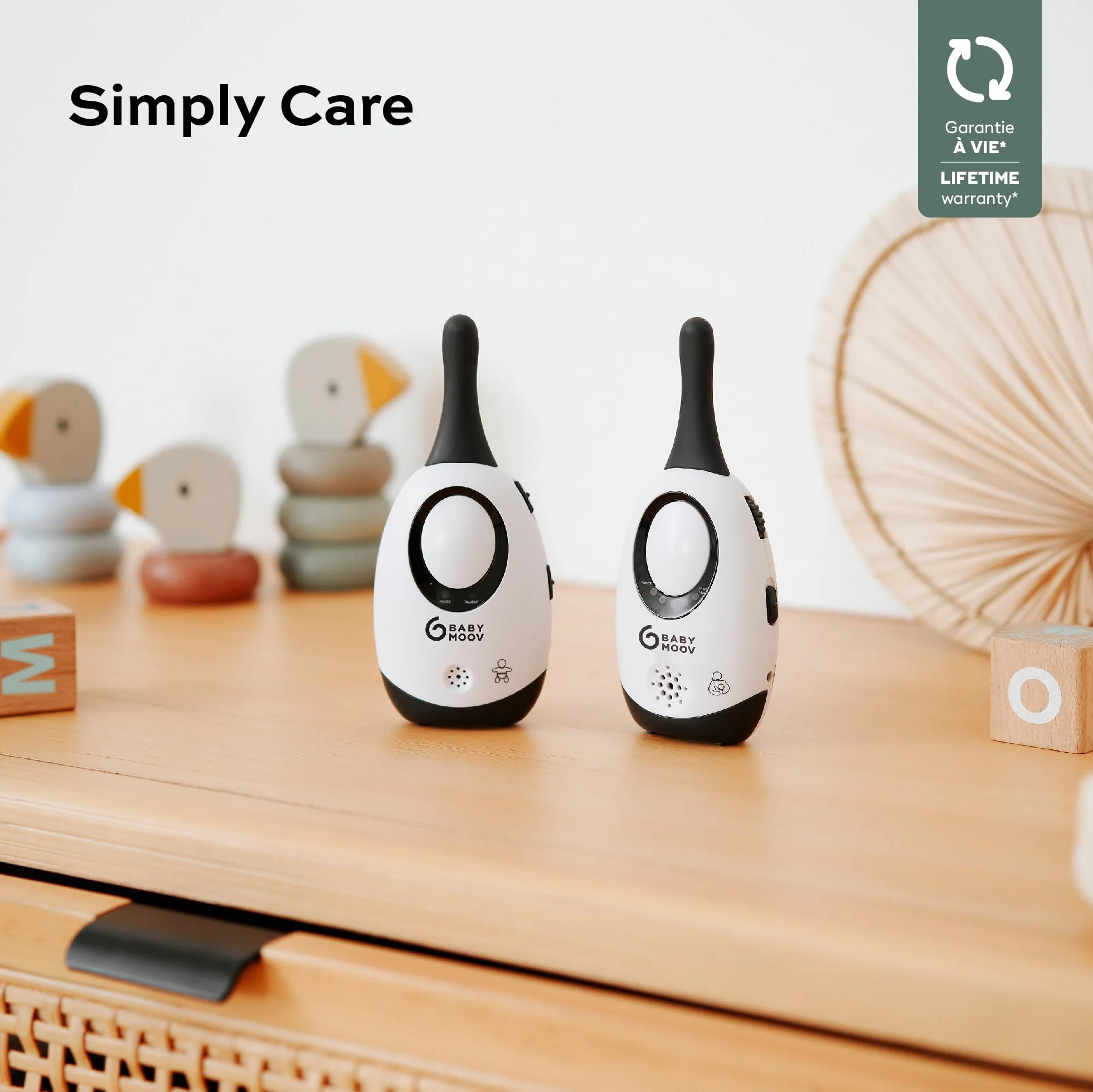 Babymoov Babyphone Simply Care Audio con VOX, doppio allarme, 2 adattatori, portata 300 m, grigio